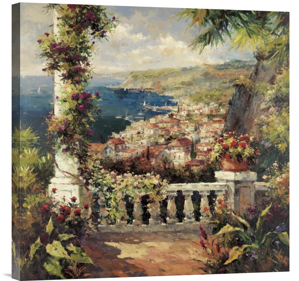 Budget Peter Bell 'View from The Terrace' Gallery Wrap Canvas Print - Premium Giclee Wall Art Decor for Living Room, Bedroom & Office