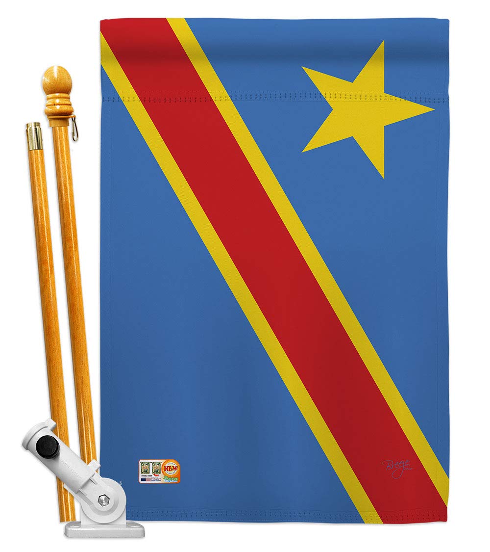 DR Congo National Flag 28x40in with Pole - House & Garden Decor