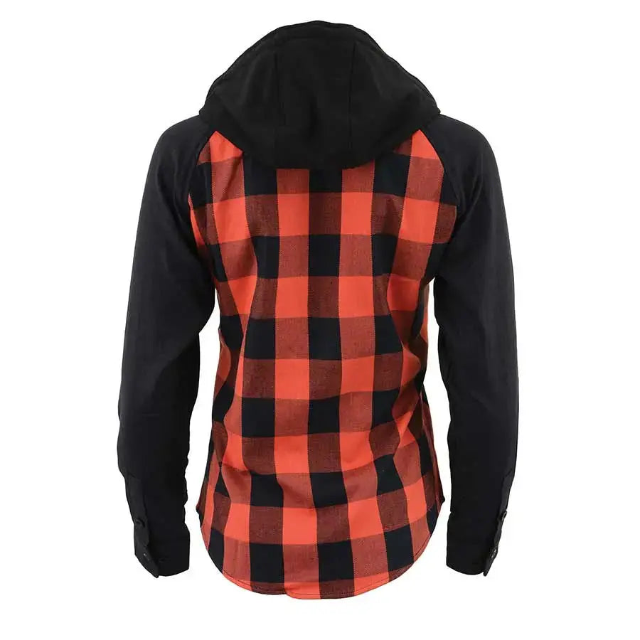 Milwaukee Leather Women's Armored Plaid Hooded Shirt Jacket - Stylish Motorcycle Riding Gear for Bikers & Outdoor Adventures