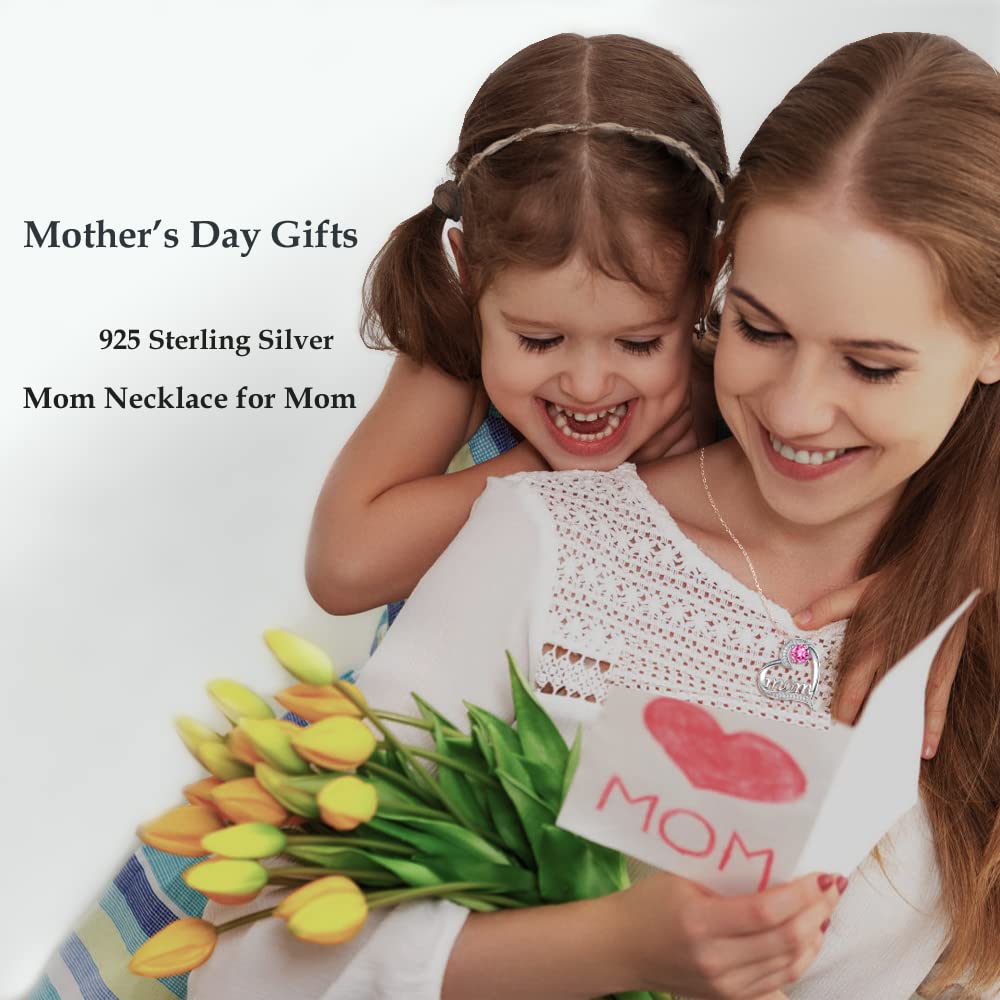 Dorella April May Birthstone Necklace for Women - 925 Sterling Silver Emerald Simulated Diamond Jewelry, Perfect Birthday Gift for Mom, Mother's Day Present, Elegant Necklace for Everyday Wear & Special Occasions