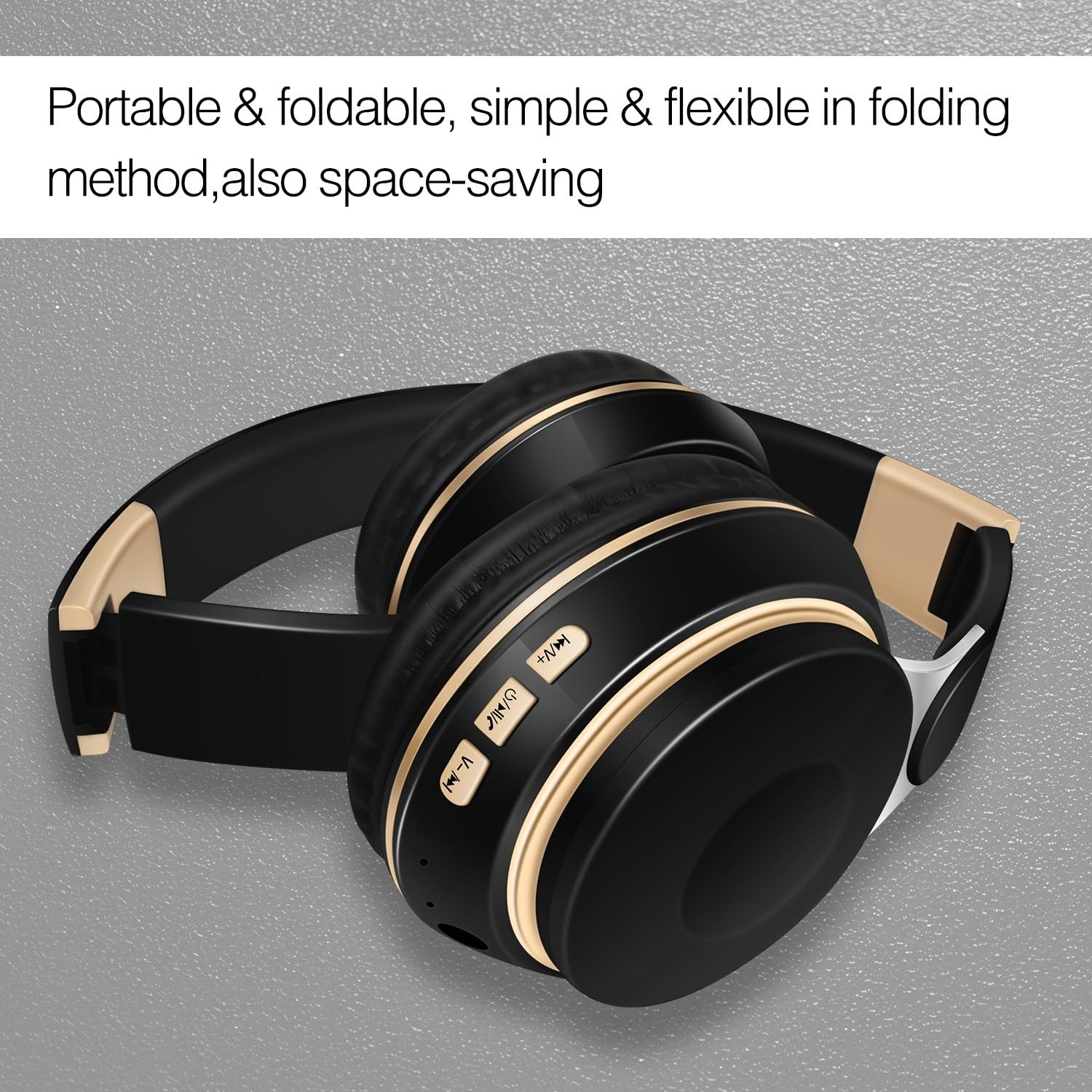 RAT TAIL Bluetooth Headset - Wireless Over-Ear Headphones with Microphone, Foldable Design, Soft Earmuffs, SD/TF Card Slot & FM Radio, 20H Playtime - Perfect for Music, Gaming, Gym, Travel & Online Chat (Classical Black) - Ideal for Commuting, Workouts & Virtual Meetings