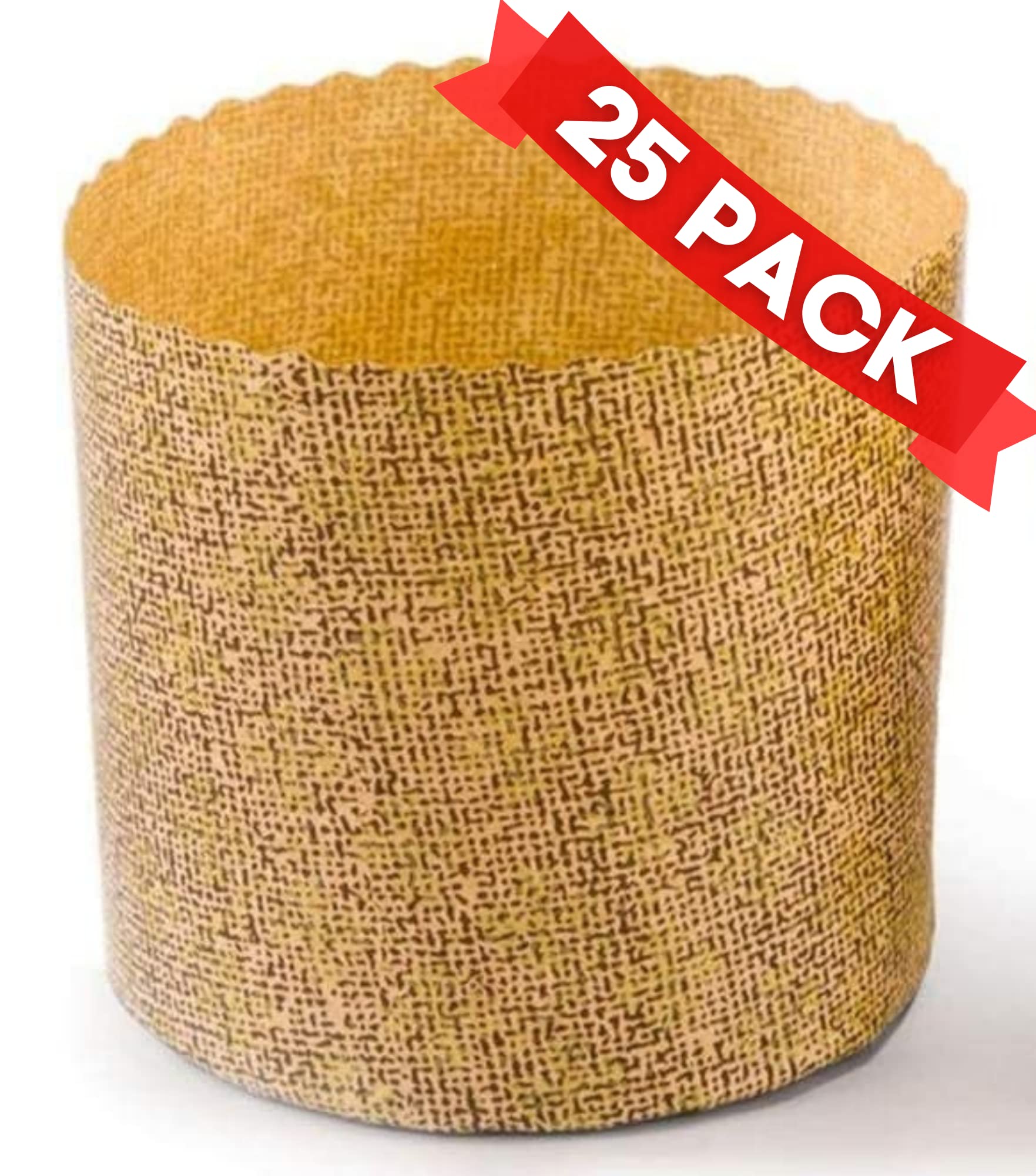 25 Pack 7 oz Non-Stick Panettone Paper Molds | Easter Bread Baking Forms | 3.55 x 3.55 Inches | Perfect for Holiday Baking, Christmas Treats & Italian Desserts