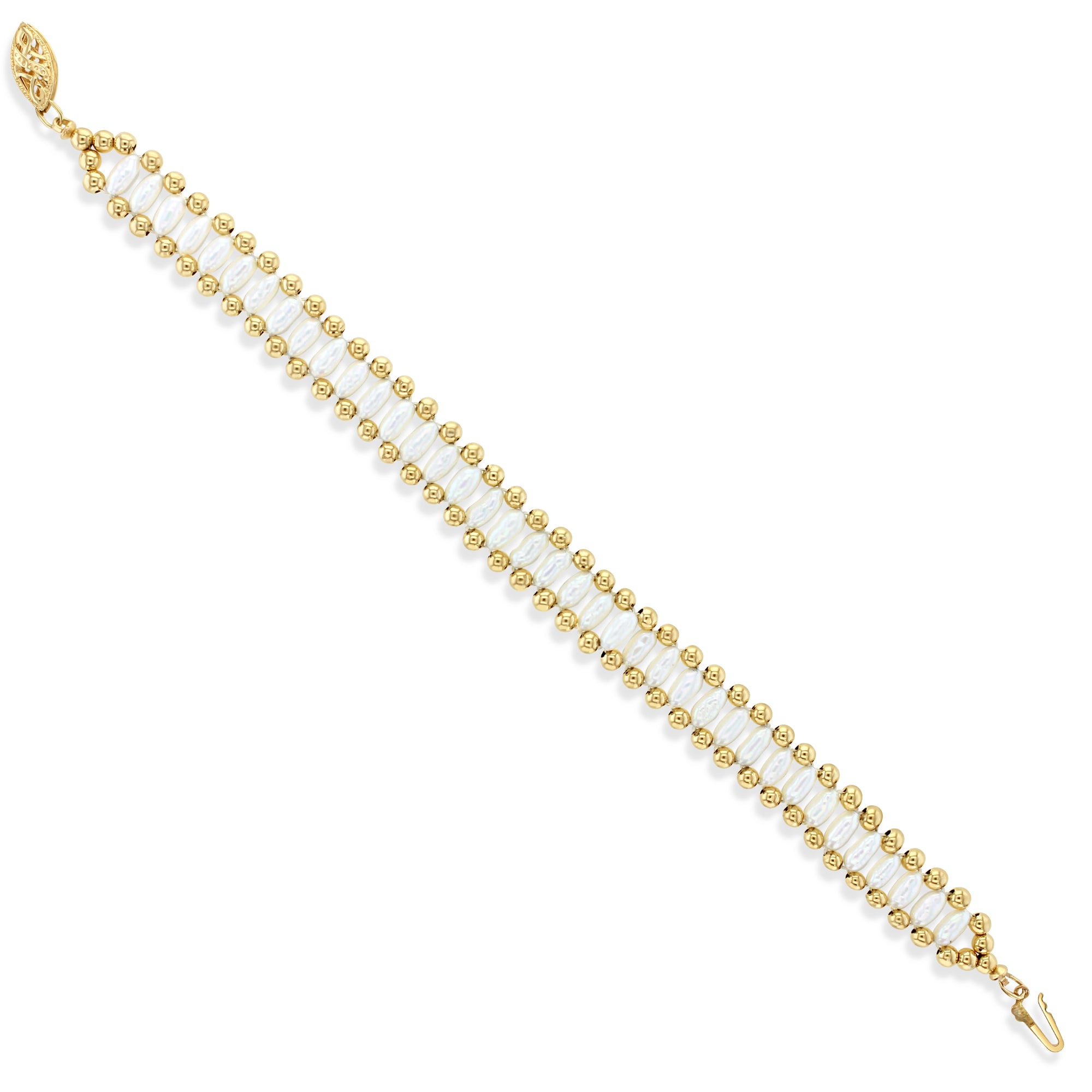 Vintage Rice Pearl Bracelet 14k Yellow Gold - Elegant Pearl Jewelry for Women, Classic Dainty Bracelet Gift for Her, Perfect for Weddings, Anniversaries & Special Occasions