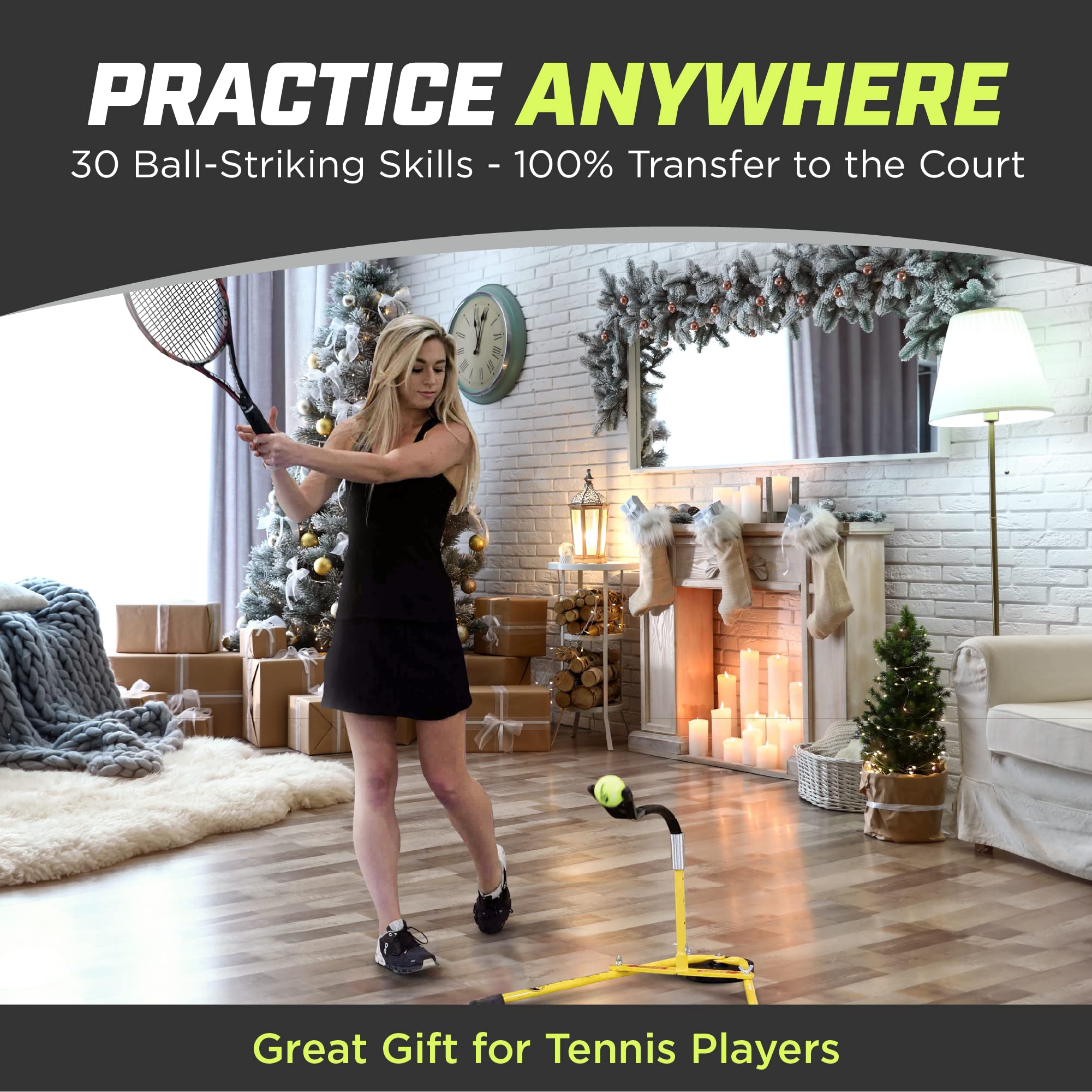 BILLIE JEAN KING'S Eye Coach Tennis Training Aid - Portable Home Tennis Trainer for All Ages (Kids, Adults, Juniors & Pros) - Improve Hand-Eye Coordination Without Court or Ball Pickup - Perfect for Indoor/Outdoor Practice, Backyard Drills & Solo Training Sessions