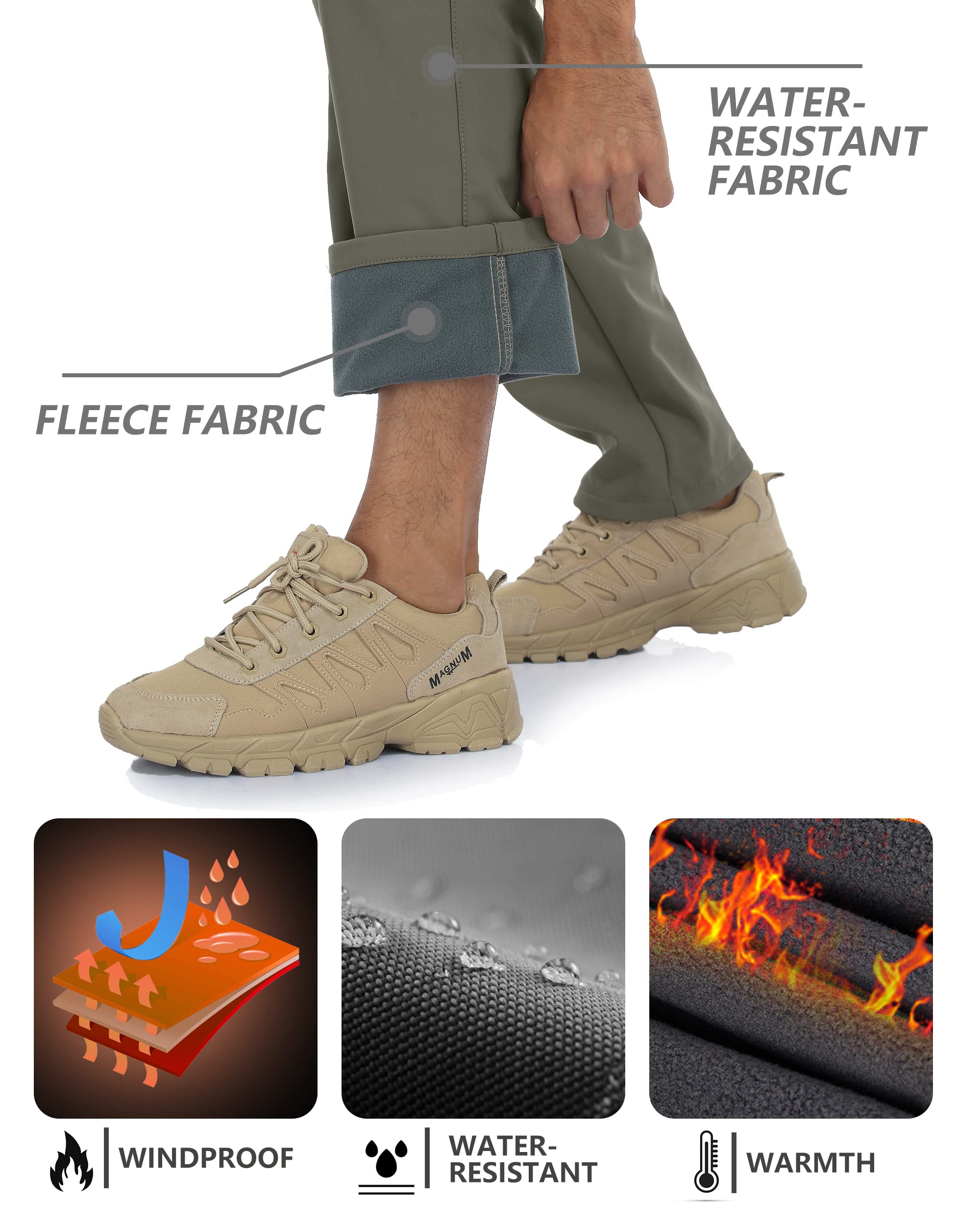Men's Waterproof Snowboard Pants - Fleece Lined for Skiing & Hiking