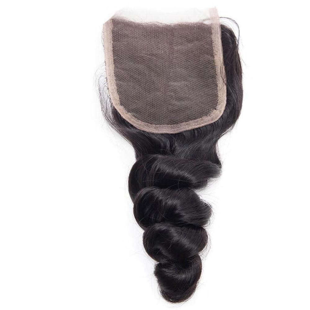 Premium Virgin Human Hair Bundles with Closure - 100% Natural Black Loose Wave Hair Extensions for Stunning Hairstyles | Perfect for Daily Wear, Parties & Special Occasions