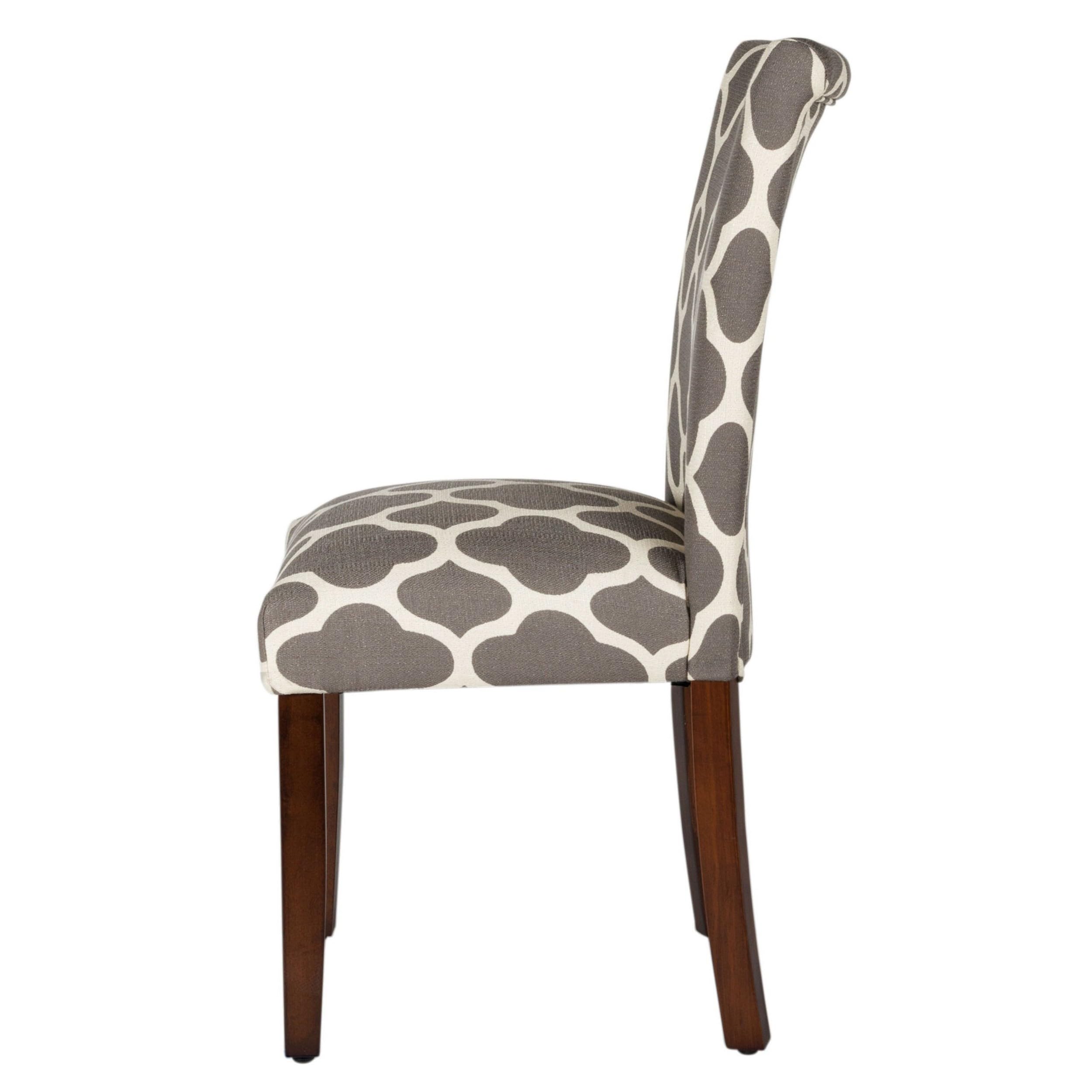 HomePop Parsons Classic Upholstered Dining Chairs Set of 2 - Grey and Cream Geometric Pattern Modern Accent Chairs for Dining Room, Kitchen, Office or Living Room Decor