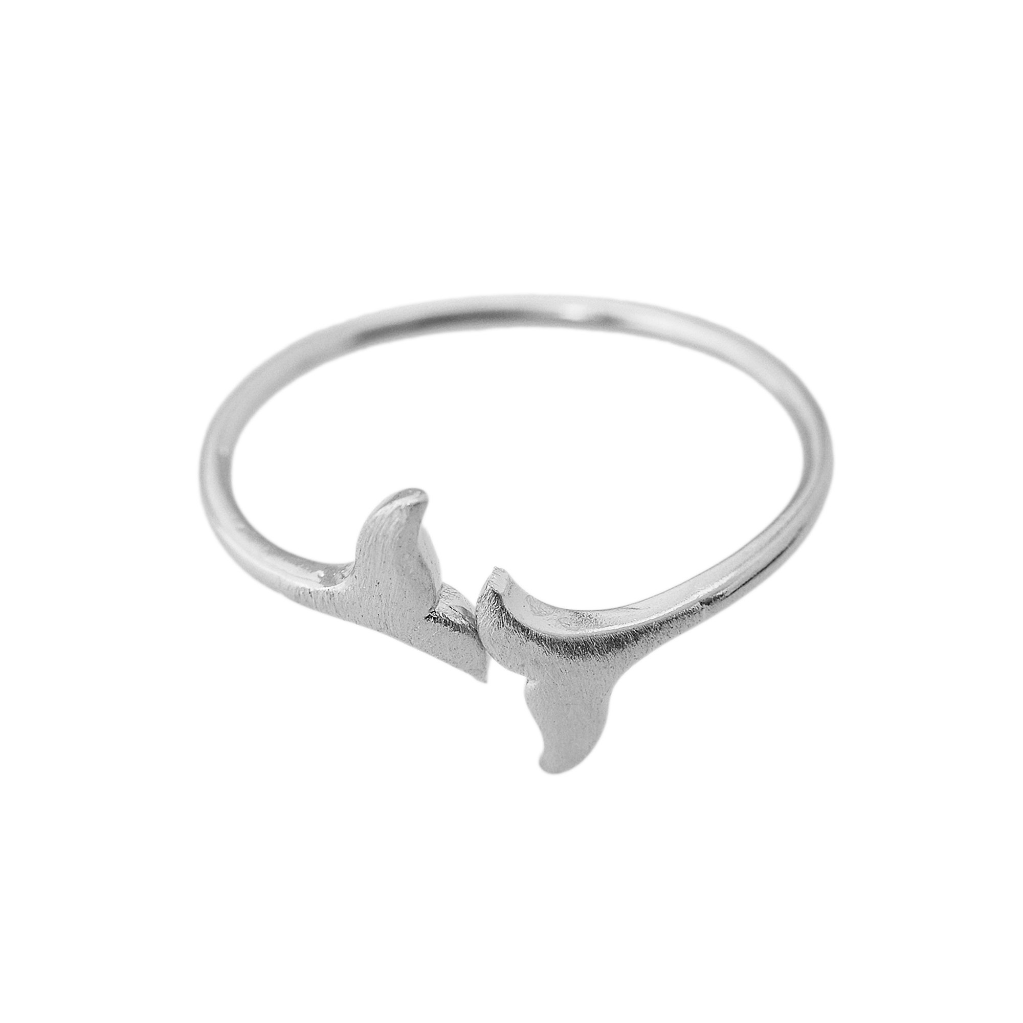 Handmade Adjustable Whale Tail Ring - Stainless Steel Boho Jewelry for Women - Perfect for Beach, Festival, and Everyday Wear