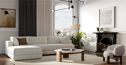 Modern Marcel Left Facing Sectional Sofa - L-Shaped Corner Couch for Living Room, Family Room & Home Theater | Comfortable Upholstered Fabric Sectional with Reversible Chaise
