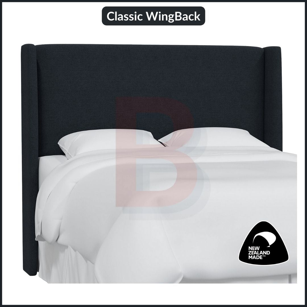 Classic Wingback Headboard - Queen Size Upholstered Bed Frame Headboard - NZ Made for Bedroom Decor & Cozy Reading Nook
