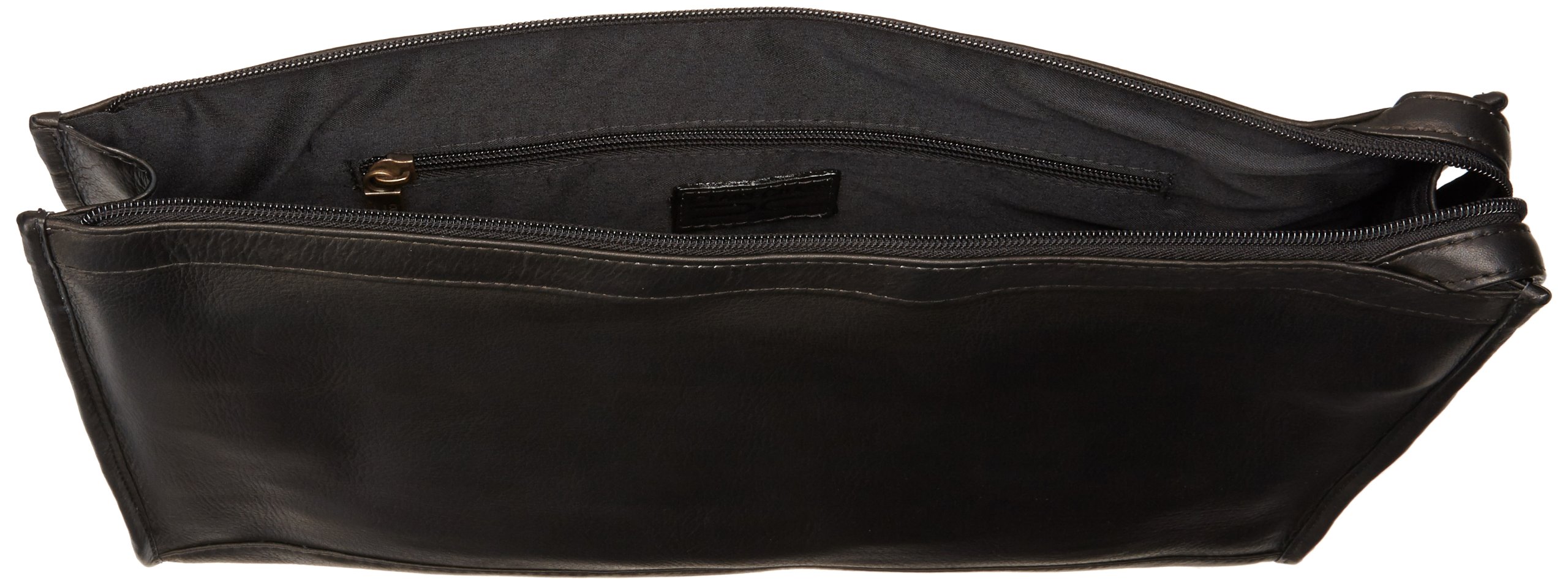 Claire Chase Zippered Leather Folio Pouch Organizer - Slim Black Document Holder for Passport, Credit Cards & Cash - Perfect for Travel, Business & Everyday Use