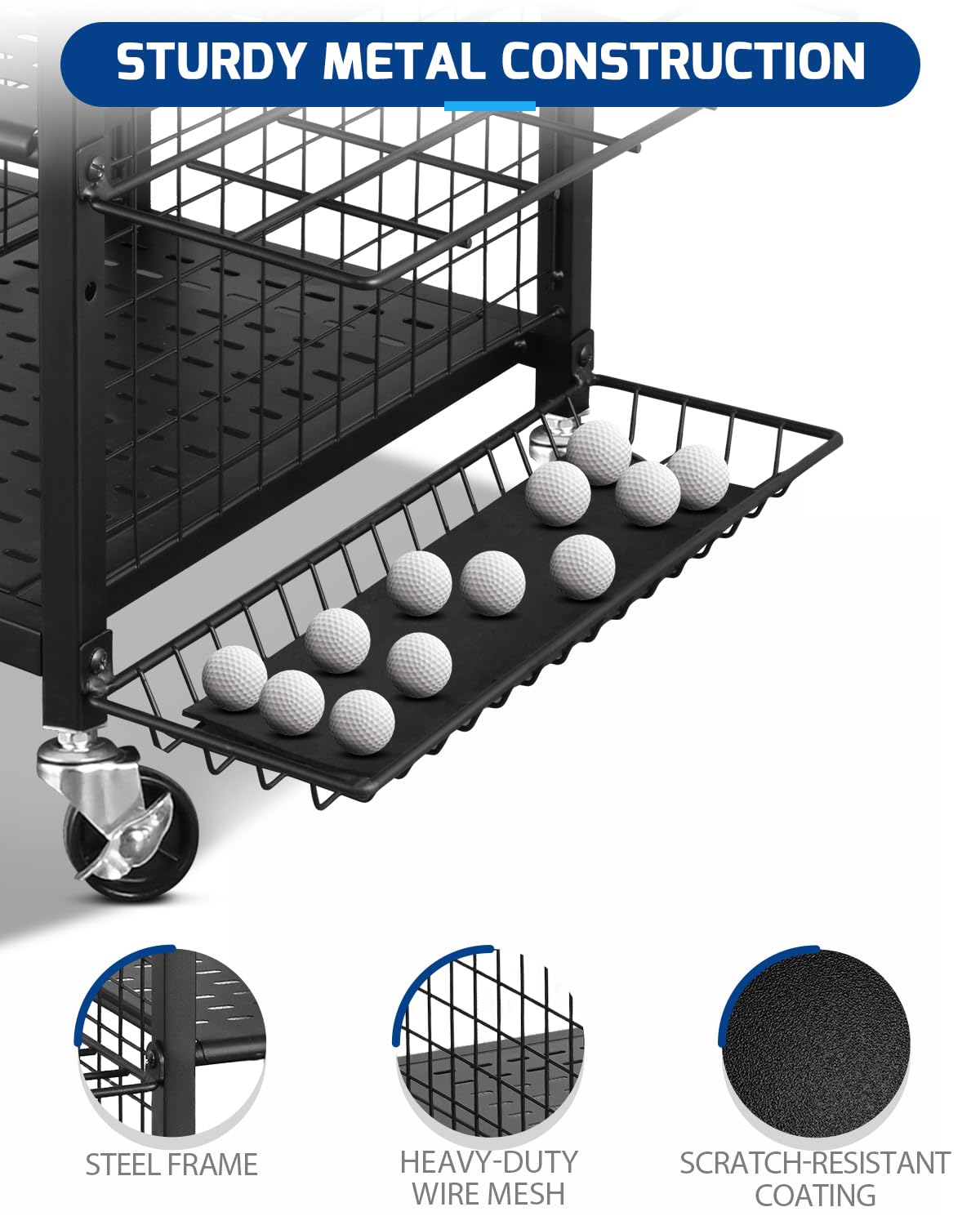 Mythinglogic Golf Bag Storage Stand - Golf Club Organizer Rack for Garage, Golf Equipment Holder with Extra Storage Space | Perfect for Golf Club Organization & Home Garage Storage