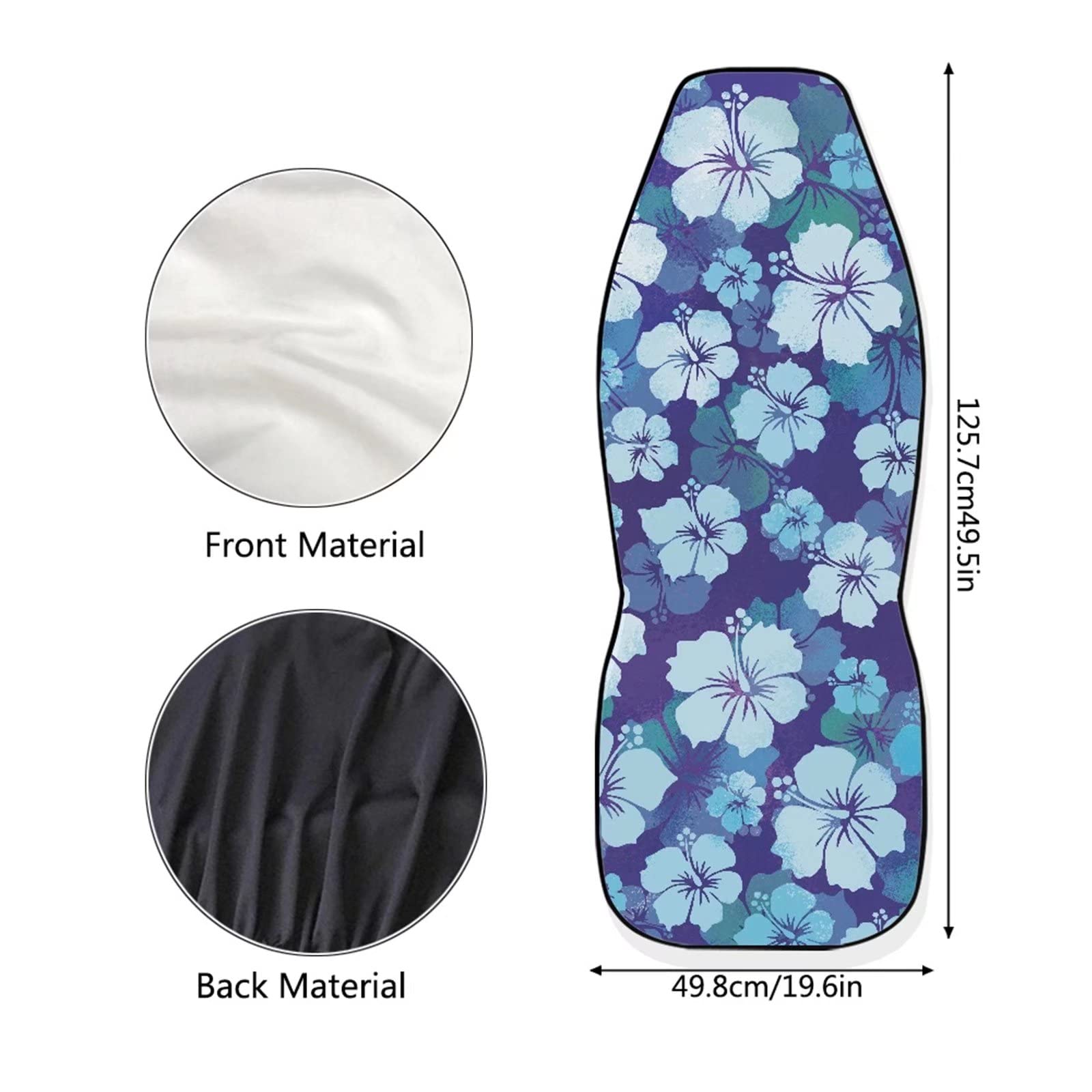 Blue Hibiscus Car Seat Covers 2-Piece Set - Floral Car Accessories for Sedan, SUV & Van - Perfect for Couples & Tropical Style Lovers