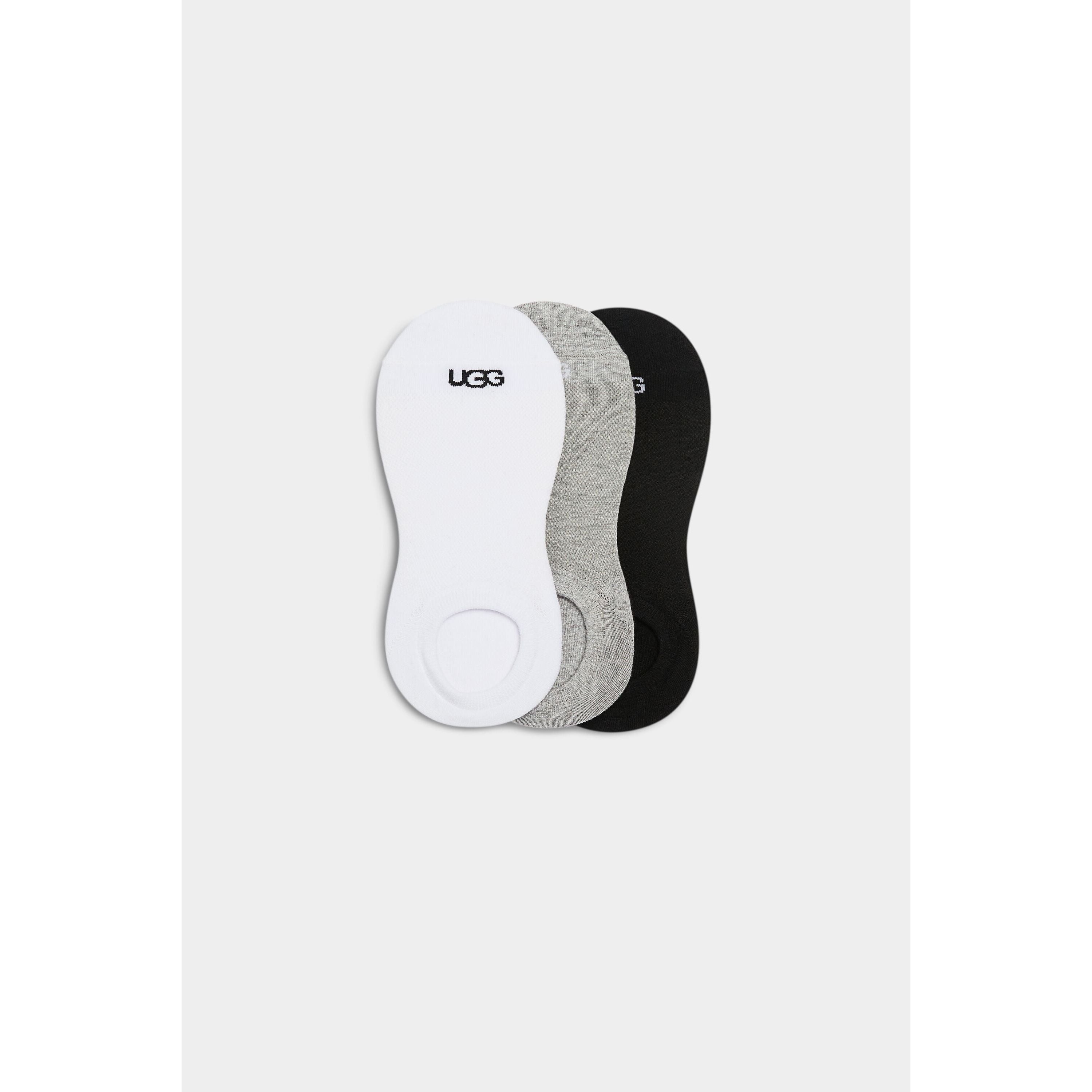 Ugg Women's Stela No Show 3 Pack Socks - White, Grey & Black | Comfortable Invisible Liner Socks for Sneakers & Loafers | Perfect for Everyday Wear & Casual Outfits