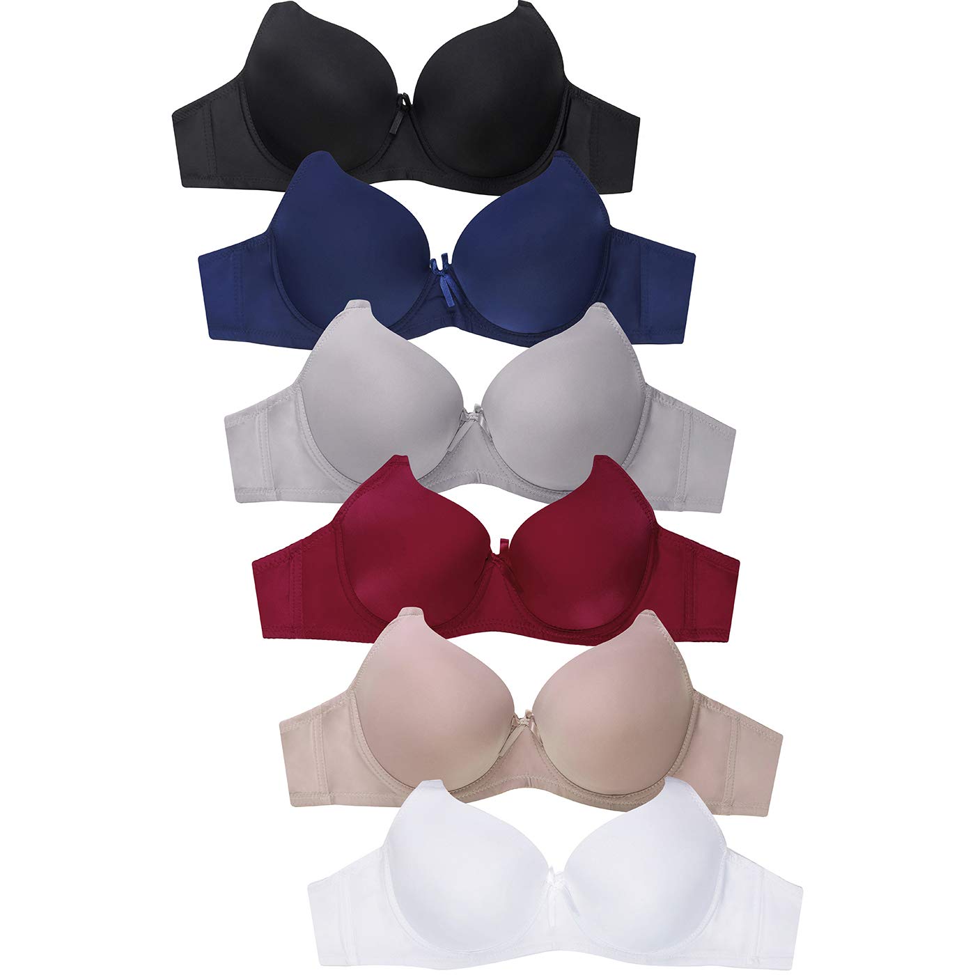 DailyWear Women's Plain Lace Bras 6-Pack - Comfortable Wireless Underwear in Multiple Styles (38D, 4180PD) for Everyday Wear, Work & Sleep