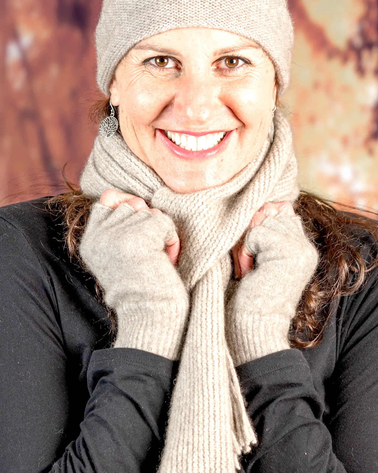 Natural Unisex Fingerless Gloves - Possum Merino Wool Blend - NX103 - Warm & Breathable for Outdoor Activities, Hiking, and Cold Weather Fashion