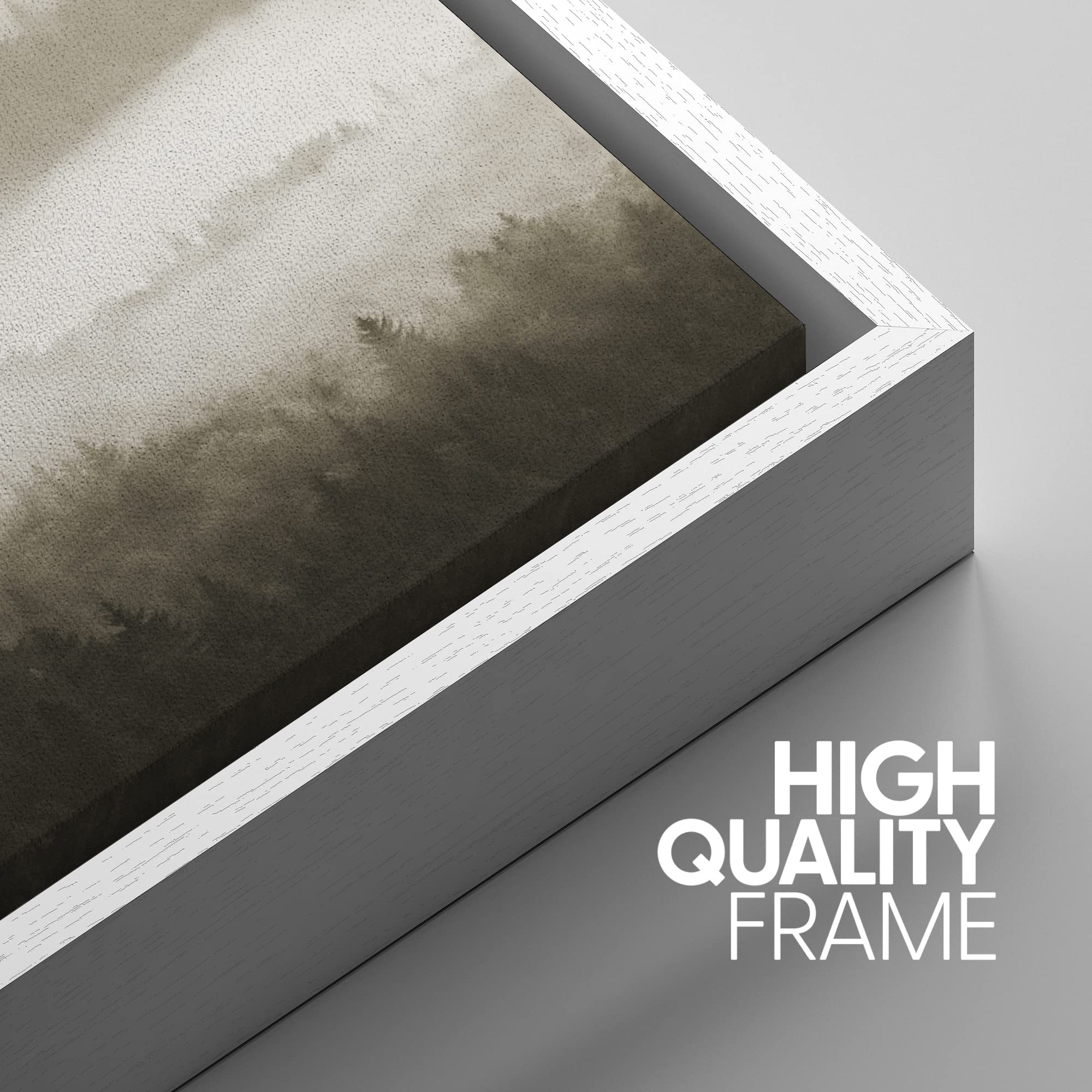 Framed Canvas Wall Art - Woodland Nursery Decor Set, Black & White Misty Mountain Nature Landscape, Modern Rustic Print for Living Room, Bedroom, Office - 24x36 Inches - Perfect for Home Decor, Housewarming Gifts & Interior Design