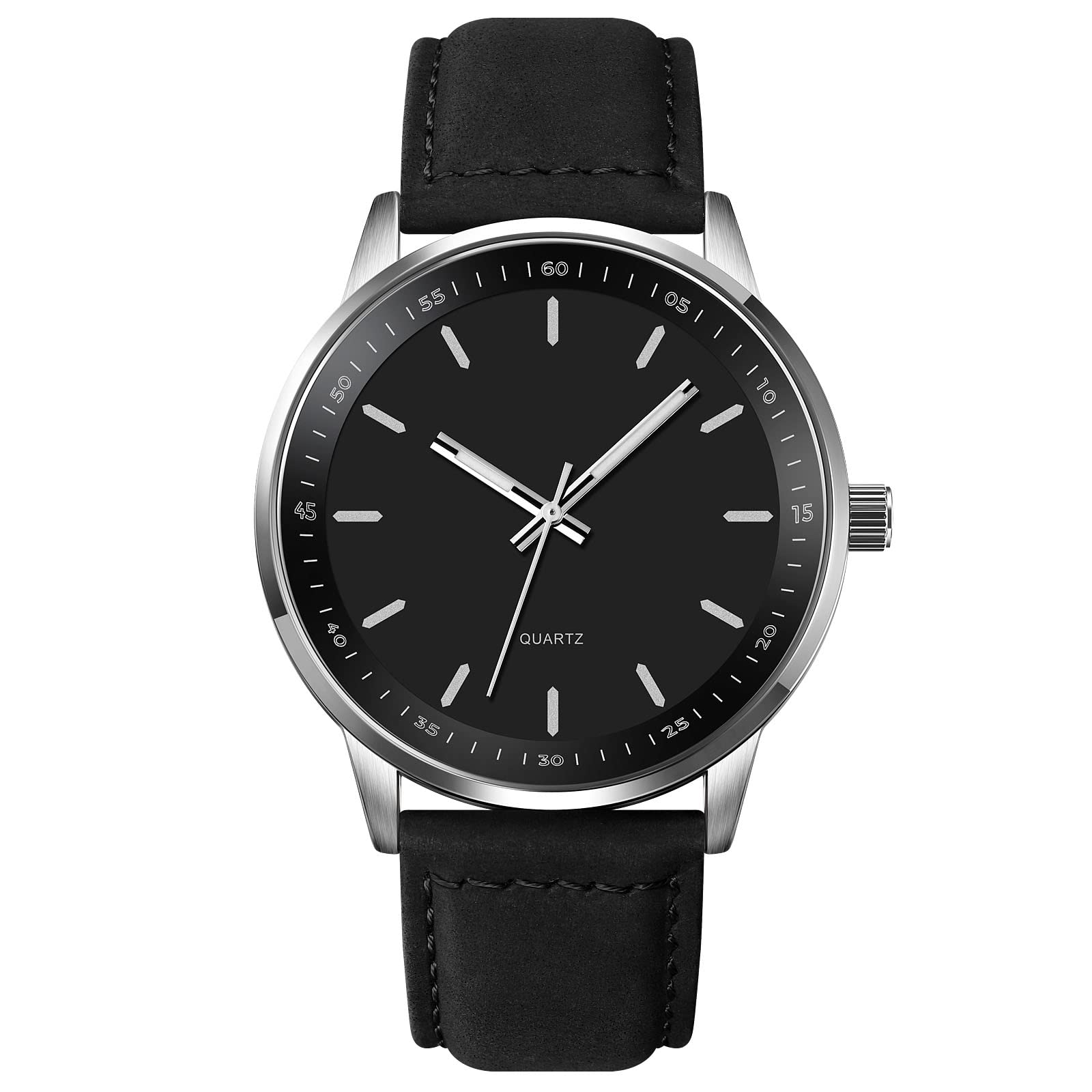 Yuxier Men's Quartz Watch - Waterproof Classic Business Wristwatch with Luminous Hands & Leather Strap - Perfect for Office, Formal Events & Everyday Wear