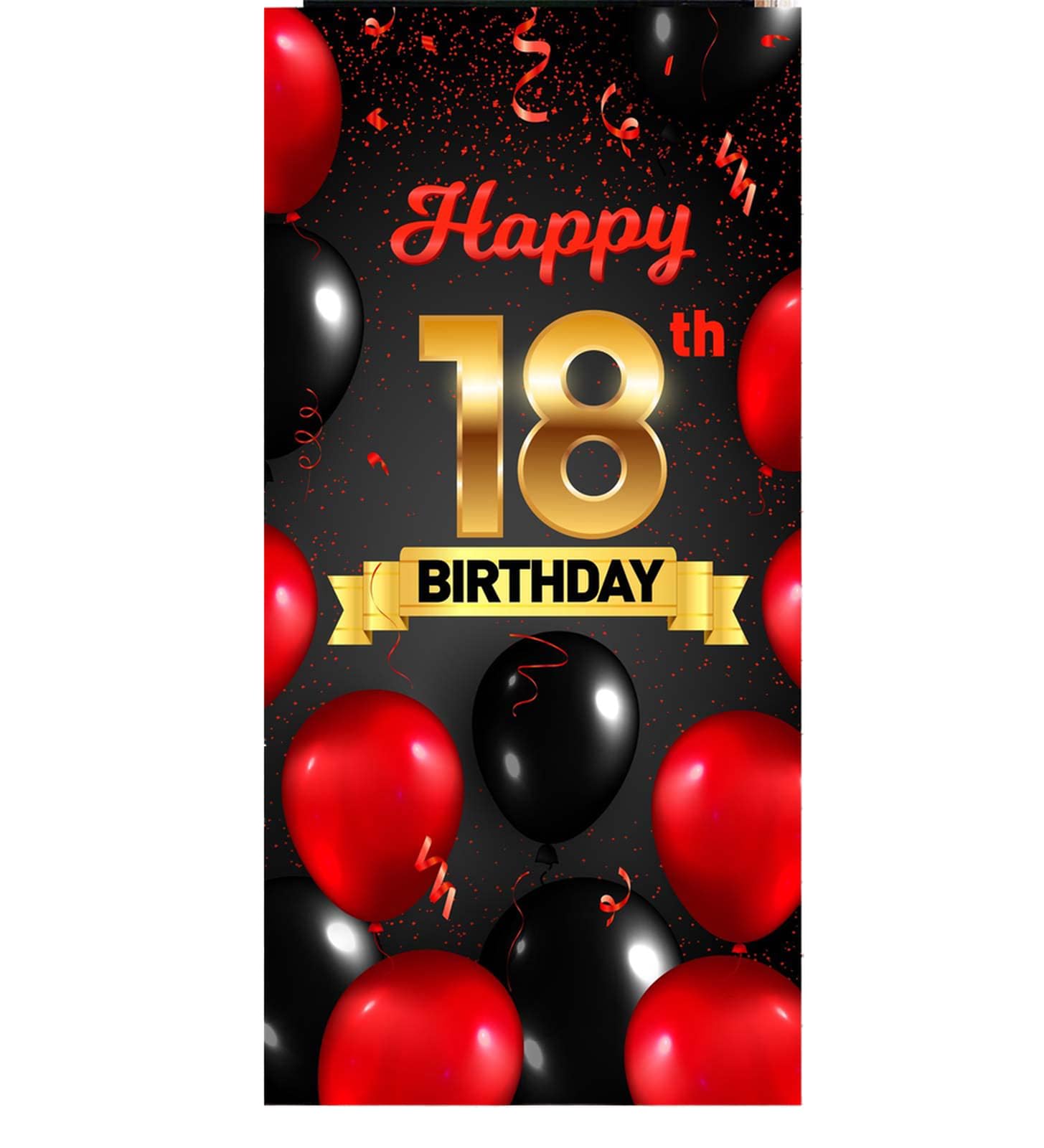 18th Birthday Party Decorations - Red & Black Balloons, Confetti Banner, Backdrop for Girls & Boys | Cheers to 18 Years Theme | Photo Booth Props, Gold Accents | Perfect for Birthday Celebrations, Anniversaries & Special Events