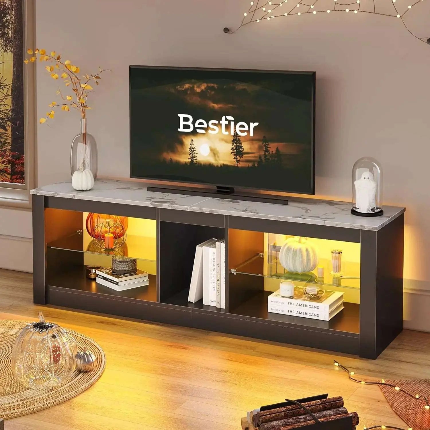 Bestier 65/70 Inch LED Gaming TV Stand - Modern Entertainment Center with Storage & RGB Lights for Living Room, Bedroom & Game Room