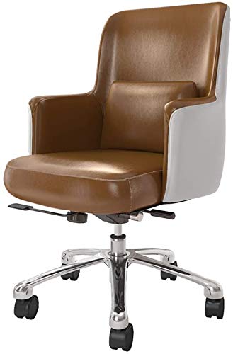 Premium Artificial Leather Executive Office Chair - Ergonomic Computer Desk Chair with U-Shaped Wrap Backrest & Detachable Lumbar Support - Heavy Duty Brown Chair for Home Office, Gaming & Workstation Use