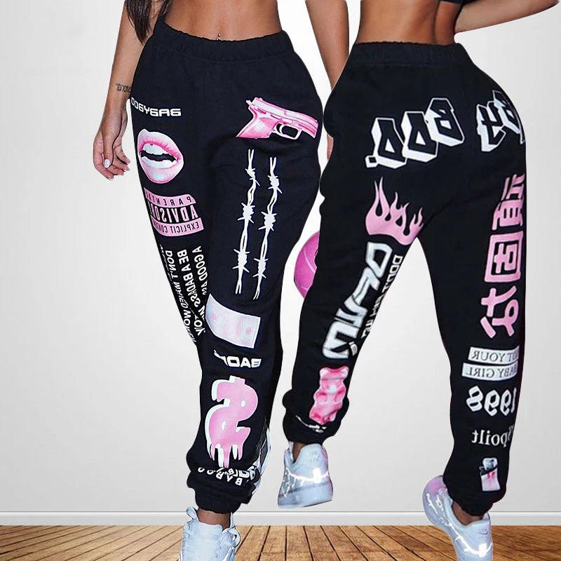 Women's Fashion Elastic Waist Printed Harem Pants - Casual Joggers & Sweatpants for Yoga, Lounge & Streetwear | Comfortable Workout & Leisure Pants