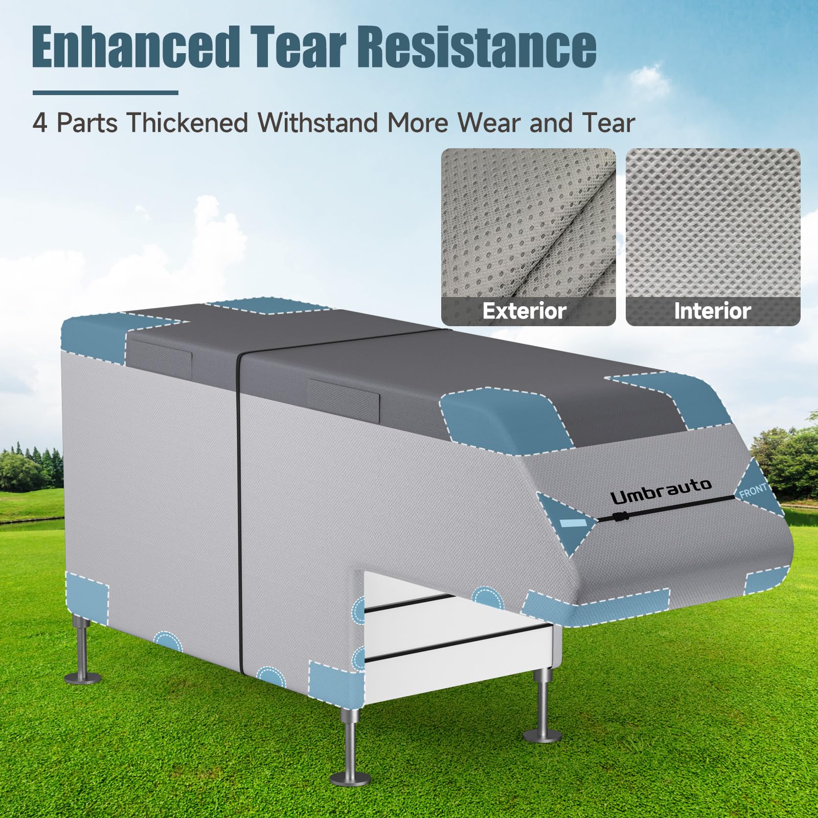 Umbrauto Truck Camper Cover - 7 Layer Heavy Duty RV Cover for 8-10FT Slide-in Campers | All Season Waterproof & Windproof Protection | Perfect for Winter Storage & Outdoor Camping Adventures