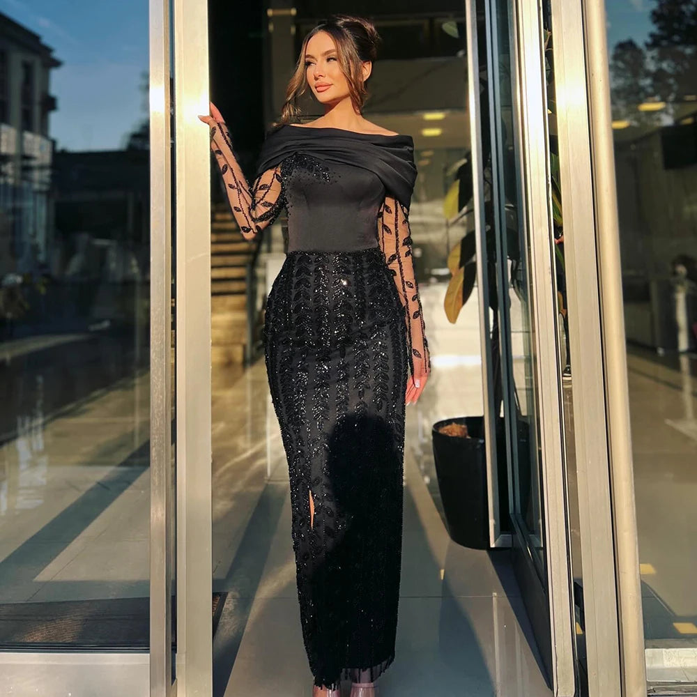 Elegant Black Evening Gown by Luxury Designer - Perfect for Prom, Wedding & Formal Events | LA72969