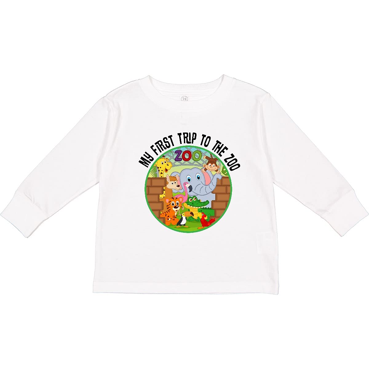 Inktastic First Trip to The Zoo Toddler Long Sleeve T-Shirt - Cute Animal Print Cotton Tee for Baby Boys & Girls - Perfect for Zoo Visits, Birthday Gifts & Playdates