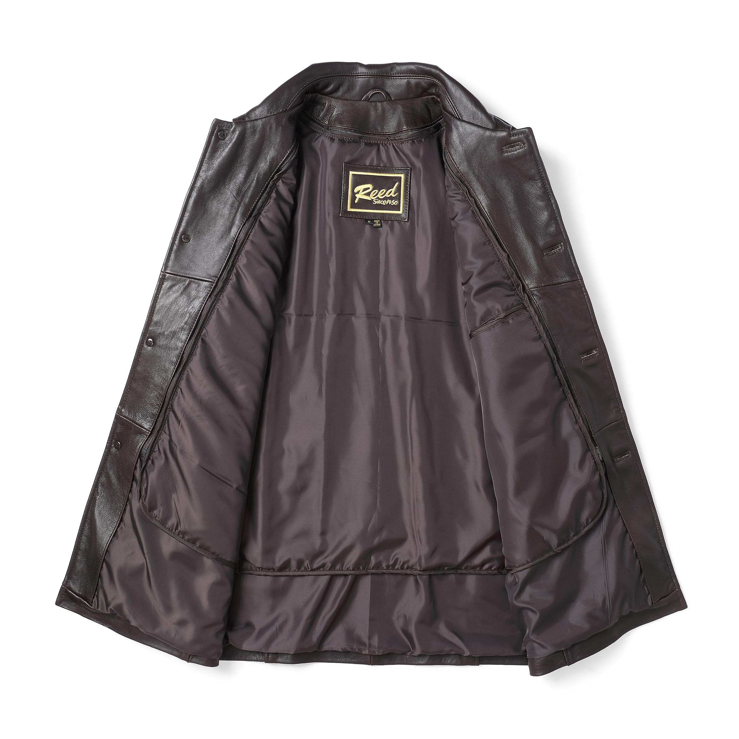 REED EST. 1950 Men's Genuine Lambskin Leather Jacket - Classic 4-Button Car Coat for Fall & Winter | Premium Outerwear for Business Casual & Everyday Wear