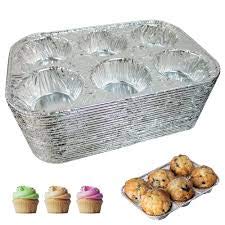 6-Cavity Aluminum Cupcake Muffin Baking Pans - 200 Pack Disposable Cake Mold for Mini Muffins, Cupcakes & Desserts | Perfect for Weddings, Birthday Parties, Baby Showers & Holiday Baking | Non-Stick & Durable Baking Cups for Home & Commercial Use