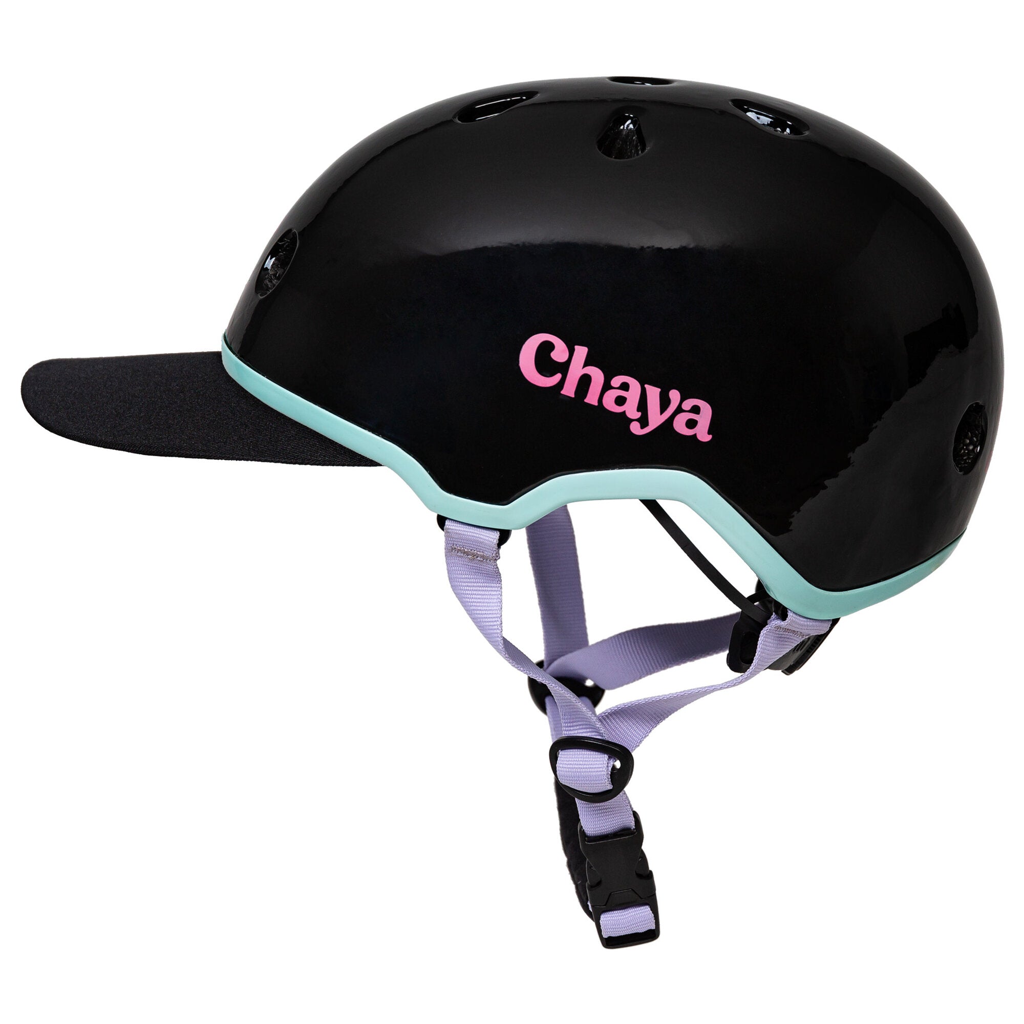 Chaya Elite Black Skate Helmet with Removable Peak - Safe & Stylish for Roller Skating, Skateboarding & Scooter Riding
