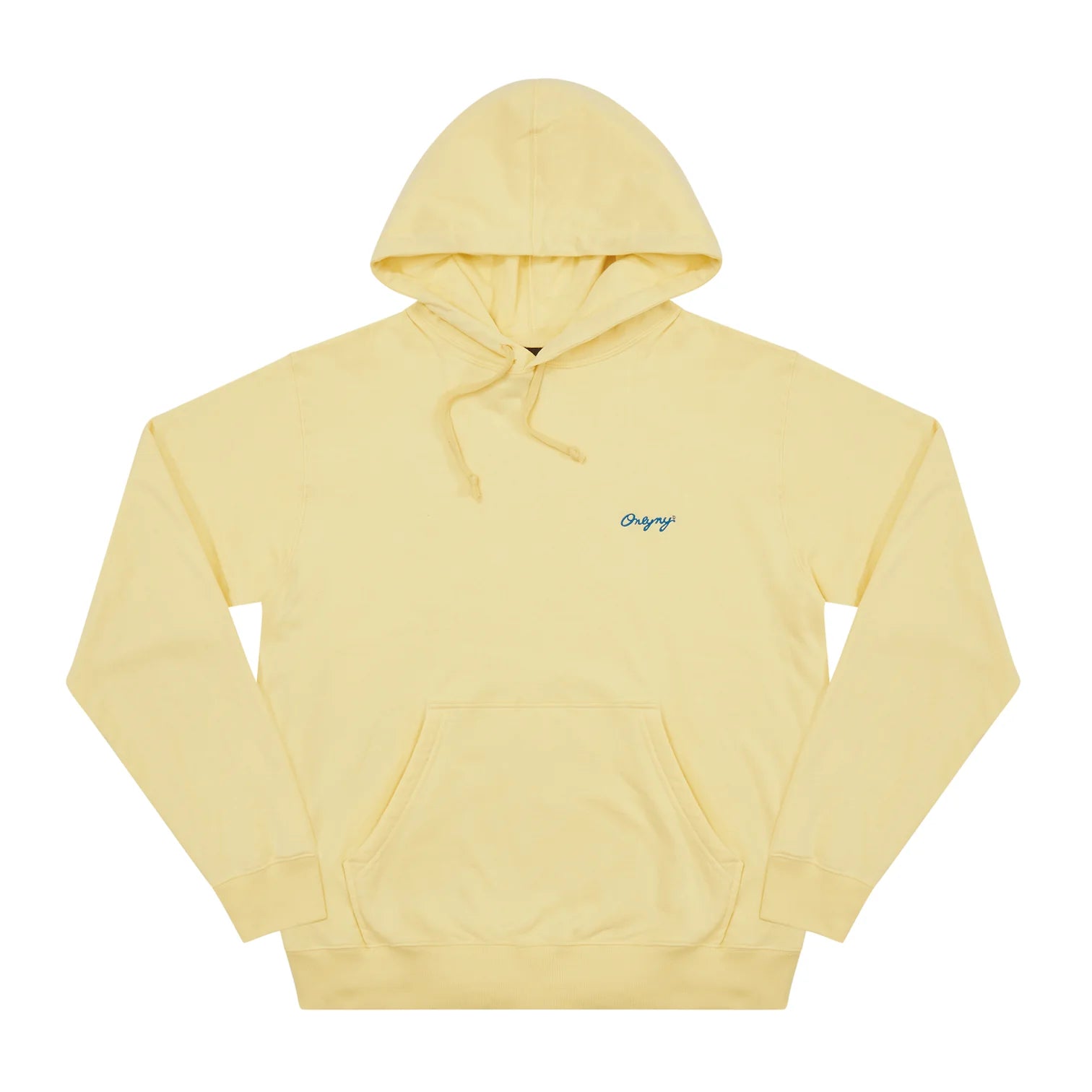 Only NY Script Embroidery Hoodie - Faded Yellow Unisex Pullover Sweatshirt | Cozy Streetwear for Men & Women | Perfect for Casual Outfits, Fall Layering & Urban Fashion