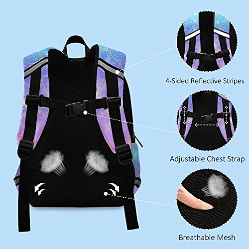 QUGRL Mermaid Fish Scales Toddler Backpack - Fantasy Galaxy School Bag for Kids 3-8 Years | Waterproof Kindergarten & Preschool Travel Backpack with Safety Leash | Perfect for Boys & Girls School, Daycare & Outdoor Adventures