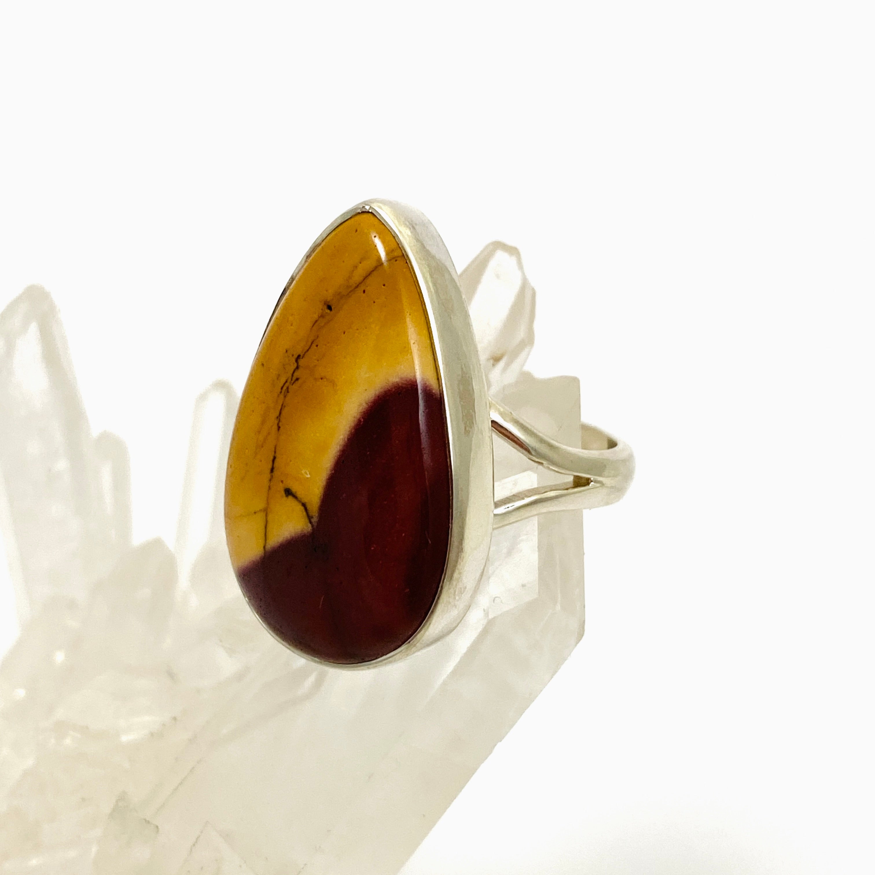 Natural Mookaite Teardrop Cabochon Ring - Size 9 - KRGJ3391 - Handmade Gemstone Jewelry for Women - Perfect for Boho Style, Meditation & Spiritual Healing