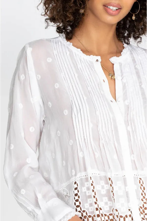 Baez Phaedra Blouse - Women's Elegant White Top for Casual & Office Wear | Perfect for Work, Date Night & Special Occasions