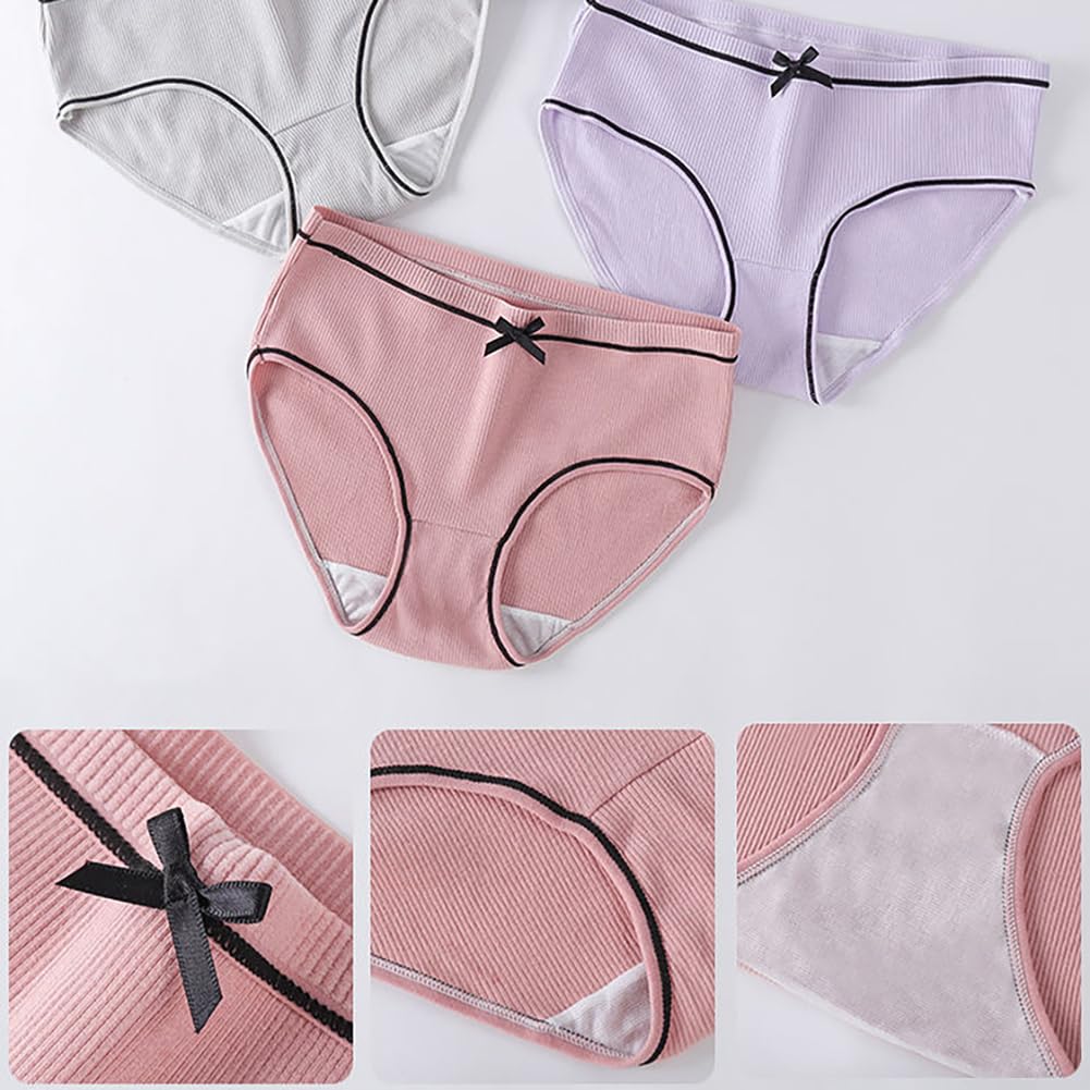 12 Pack Girls Cotton Underwear - Soft Breathable Teen Briefs for Everyday Comfort & School Wear