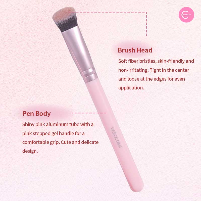 VEECCI Triangular Highlighting Brush - Soft Makeup Brush for Contouring, Blending & Highlighting - Perfect for Face, Cheeks & Eyes - Ideal for Professional & Everyday Makeup