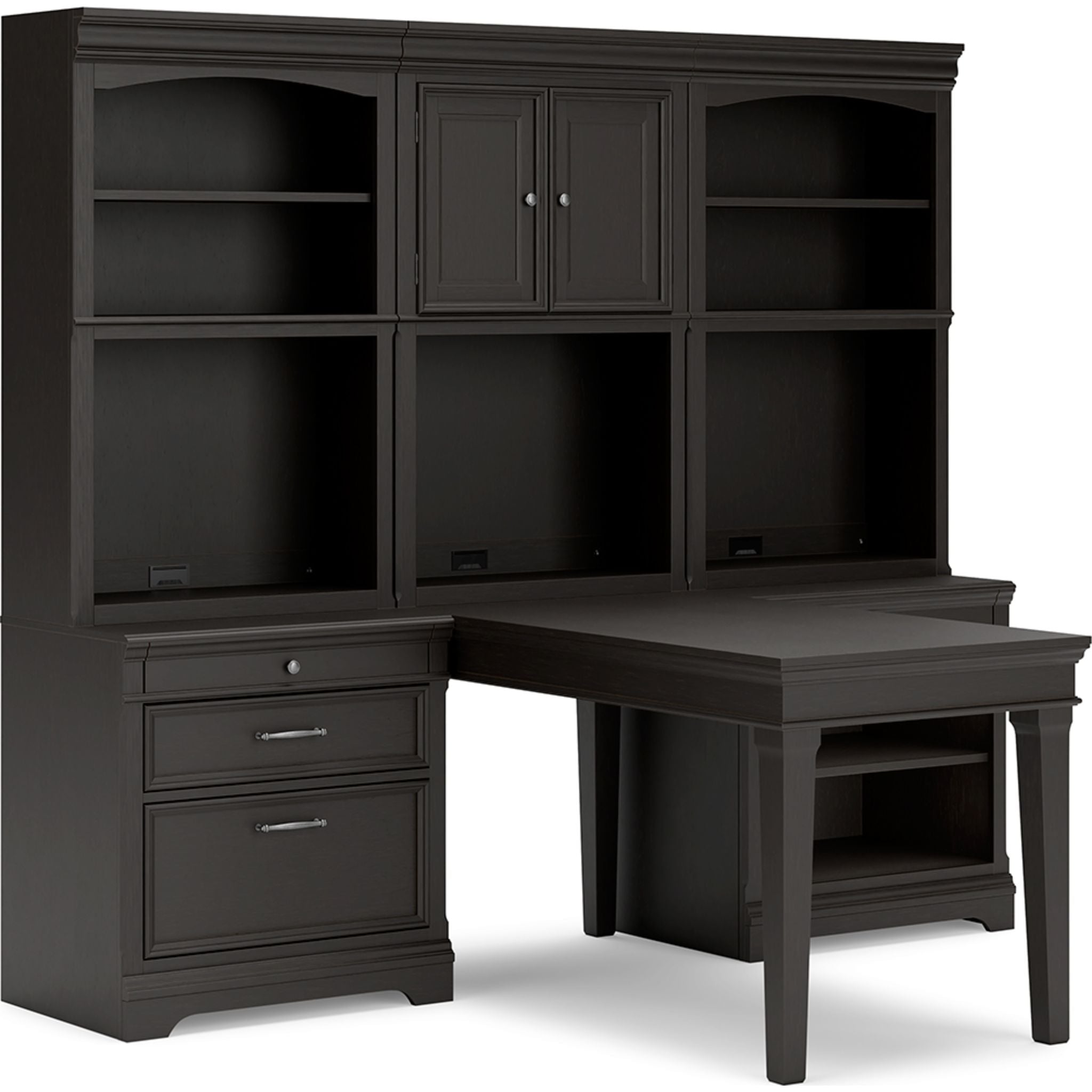Beckincreek 6-Piece Black Home Office Furniture Set - Desk, Chair & Storage for Modern Workspace & Study Room