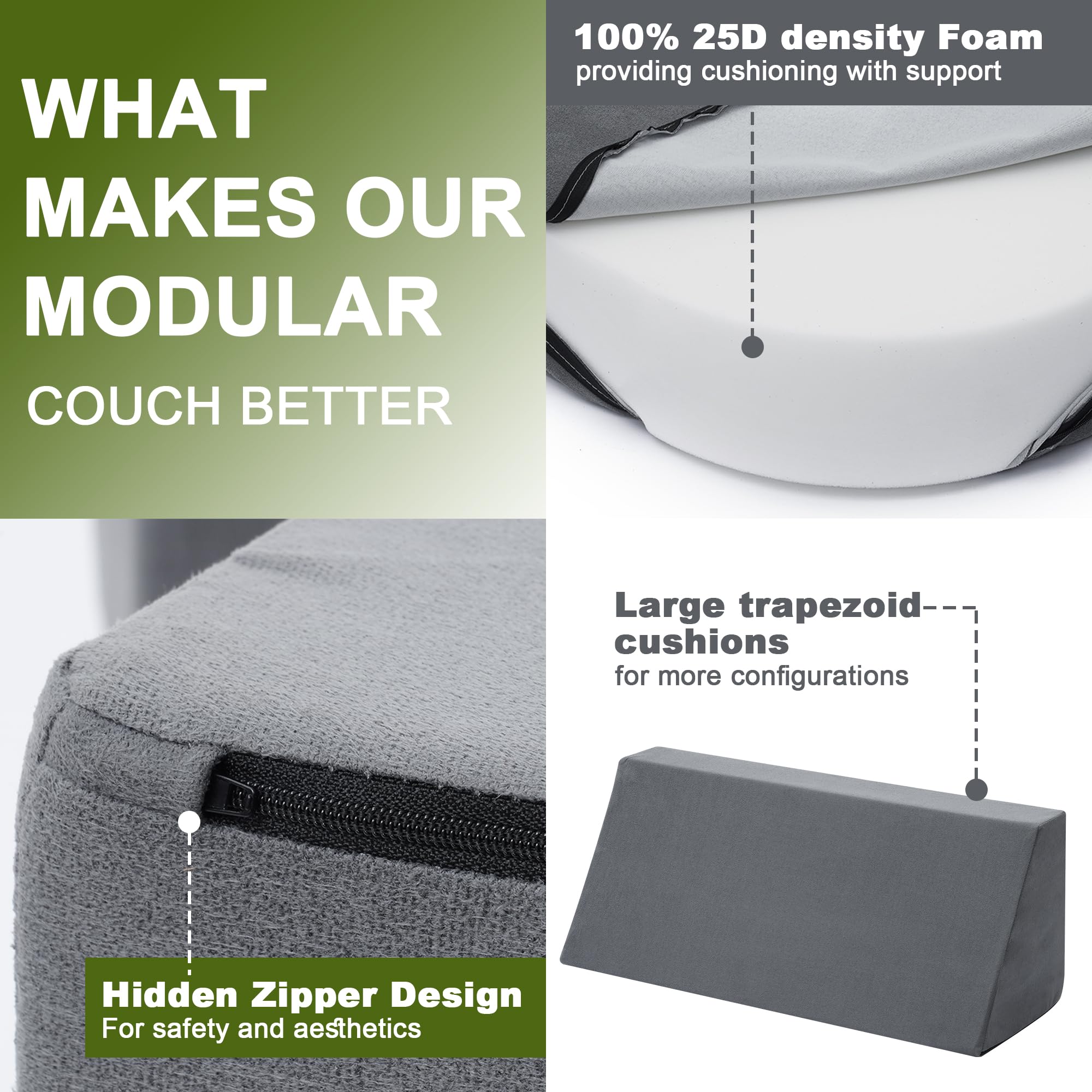 8PCS Modular Kids Play Couch - Convertible Foam Sofa Bed for Boys & Girls, Toddler Playroom Furniture for Building Forts & Indoor Play (Grey) | Perfect for Playrooms, Bedrooms & Homeschooling Spaces