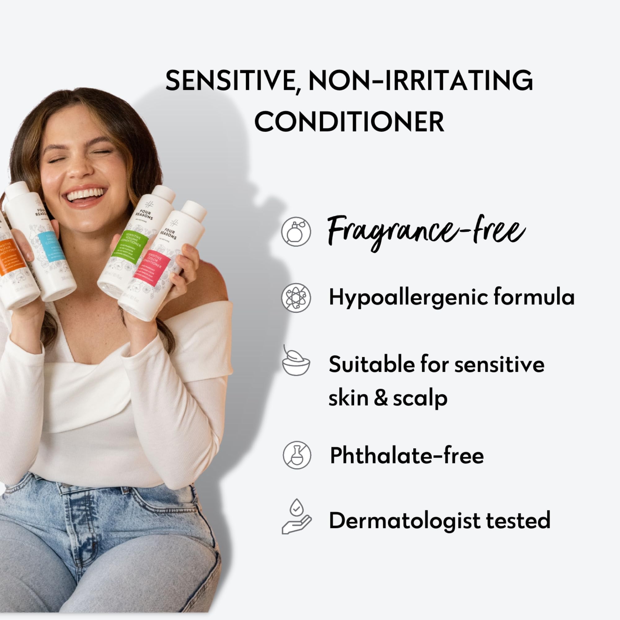 Hypoallergenic Fragrance-Free Moisturizing Conditioner for Dry Hair & Sensitive Scalp - Vegan, Paraben-Free Hair Care (10.15 oz) - Ideal for Daily Use, Color-Treated Hair, and Eczema-Prone Scalp