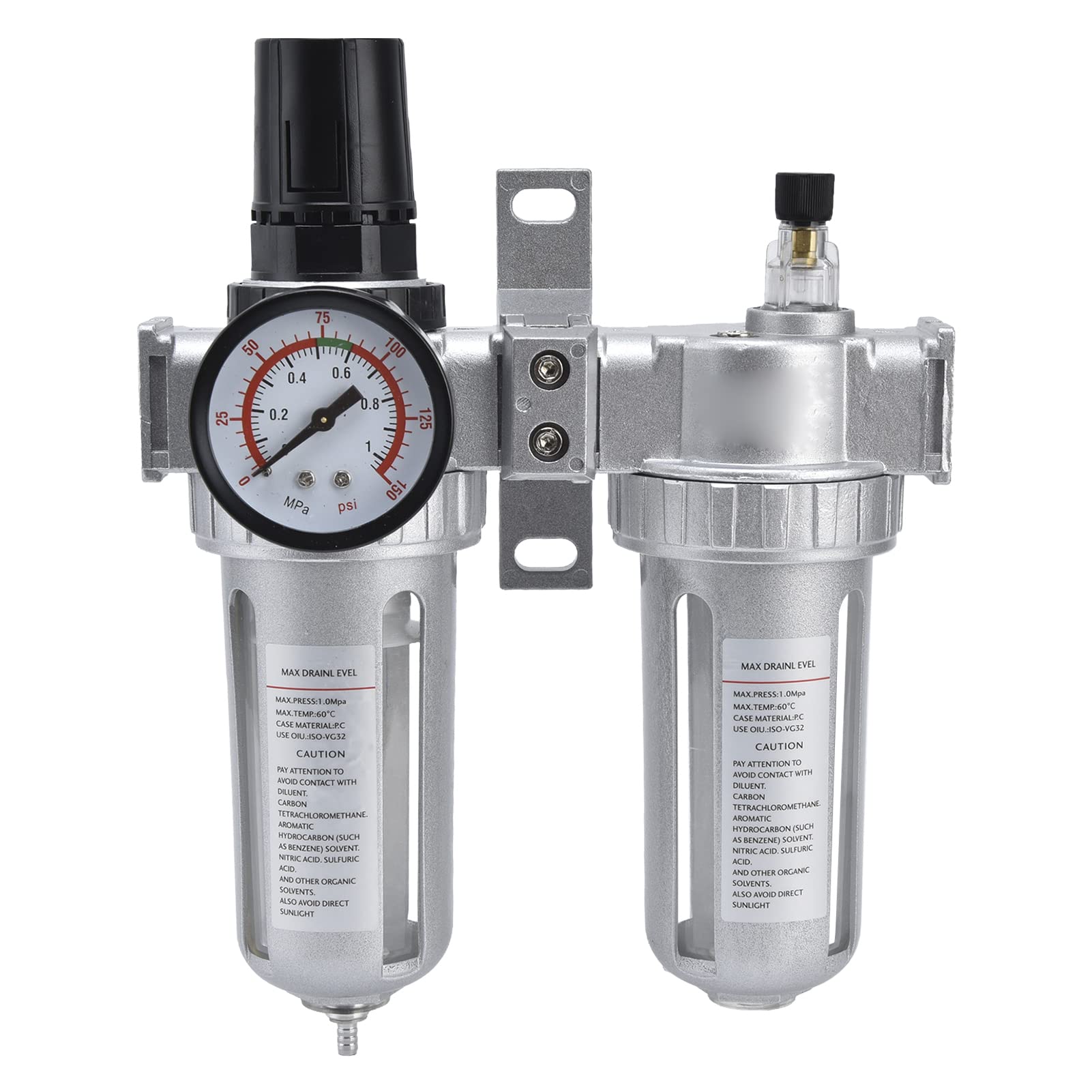 High-Quality Air Filter Pressure Regulator Water Trap Separator for Air Compressor - 2 Pack (SFC200) | Perfect for Pneumatic Tools, Spray Painting & Industrial Applications
