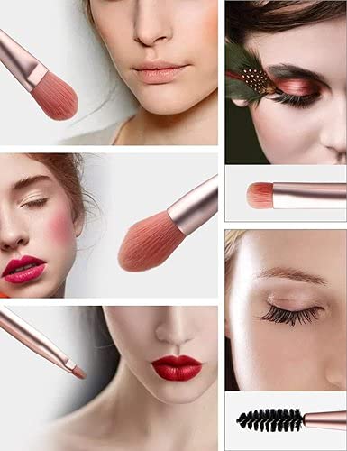 8-Piece Professional Makeup Brush Set for Foundation, Blush, Eyeshadow, Eyeliner, Lips & Brows - Portable Mini Cosmetic Brush Kit for Travel & Everyday Makeup Application