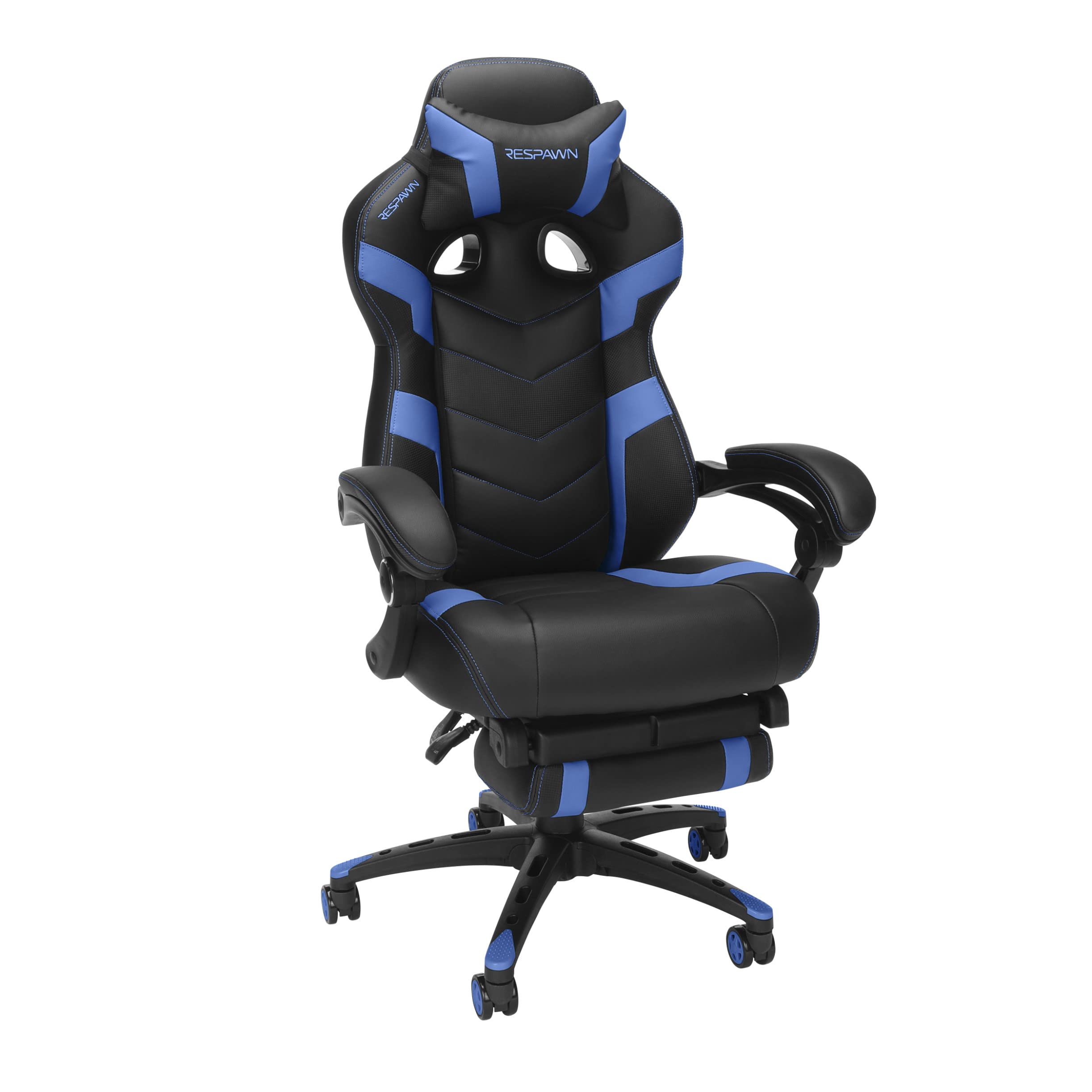 RESPAWN 110 Ergonomic Gaming Chair with Footrest - Racing Style High Back Office Chair with 360 Swivel, Adjustable Lumbar Support & Headrest Pillow - Perfect for PC Gaming, Home Office & Streaming Setup (2021 Blue)
