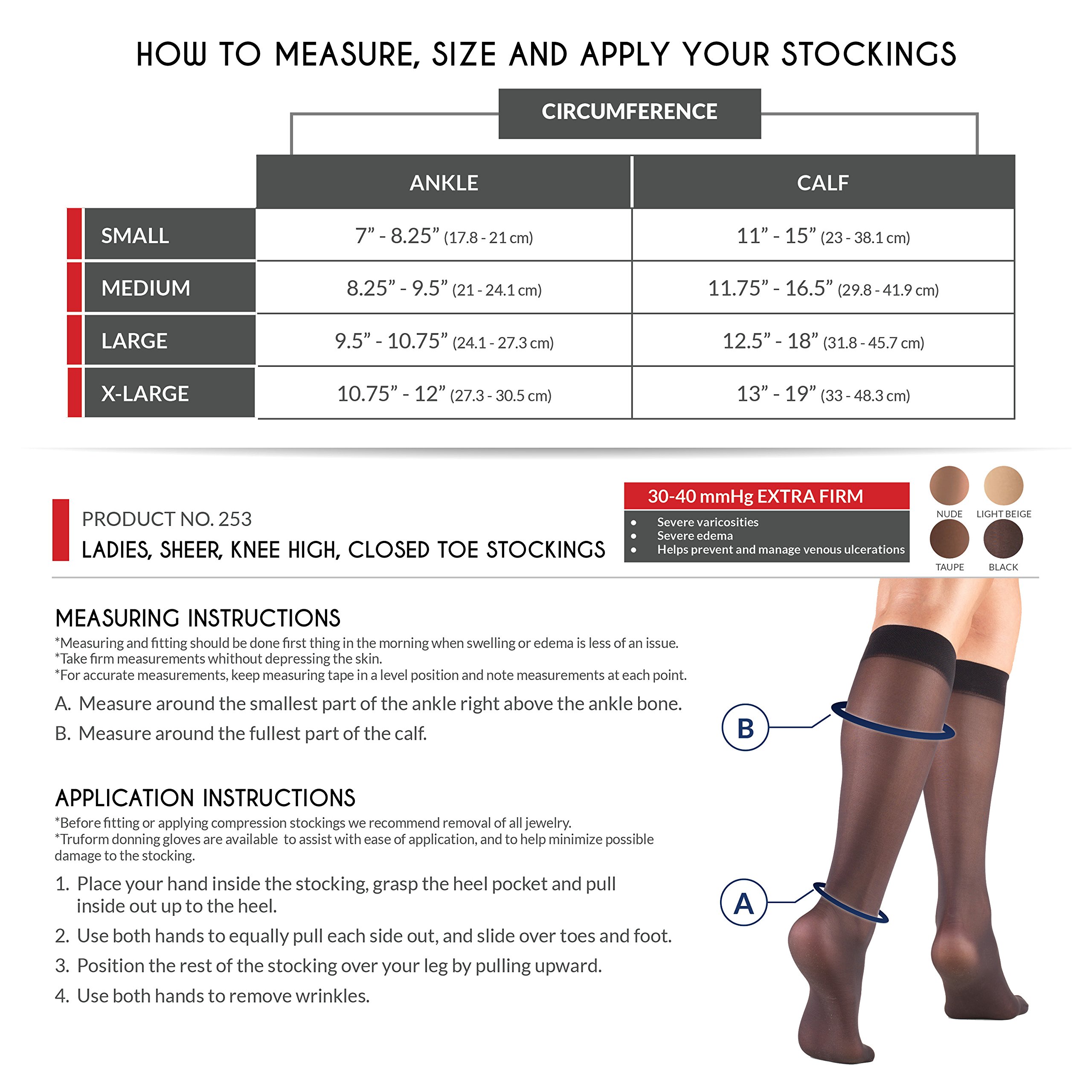 Truform Sheer Compression Stockings for Women 30-40 mmHg Knee High - 30 Denier Beige Small | Medical Support, Varicose Vein Relief & Travel Comfort