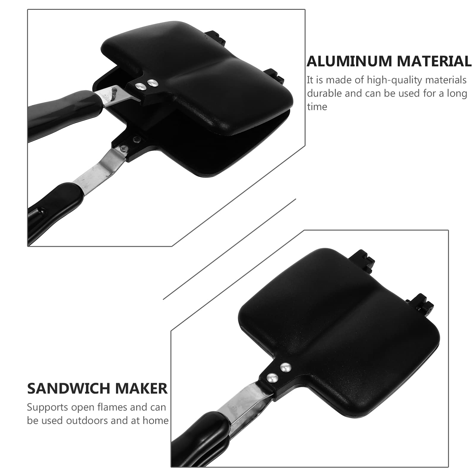 Non-Stick Sandwich Maker & Waffle Pan - Hemoton Aluminum Alloy Grilled Sandwich Press, Skillet & Baking Plate for Breakfast, Lunch & Snacks - Perfect for Home, Office & Camping Cooking