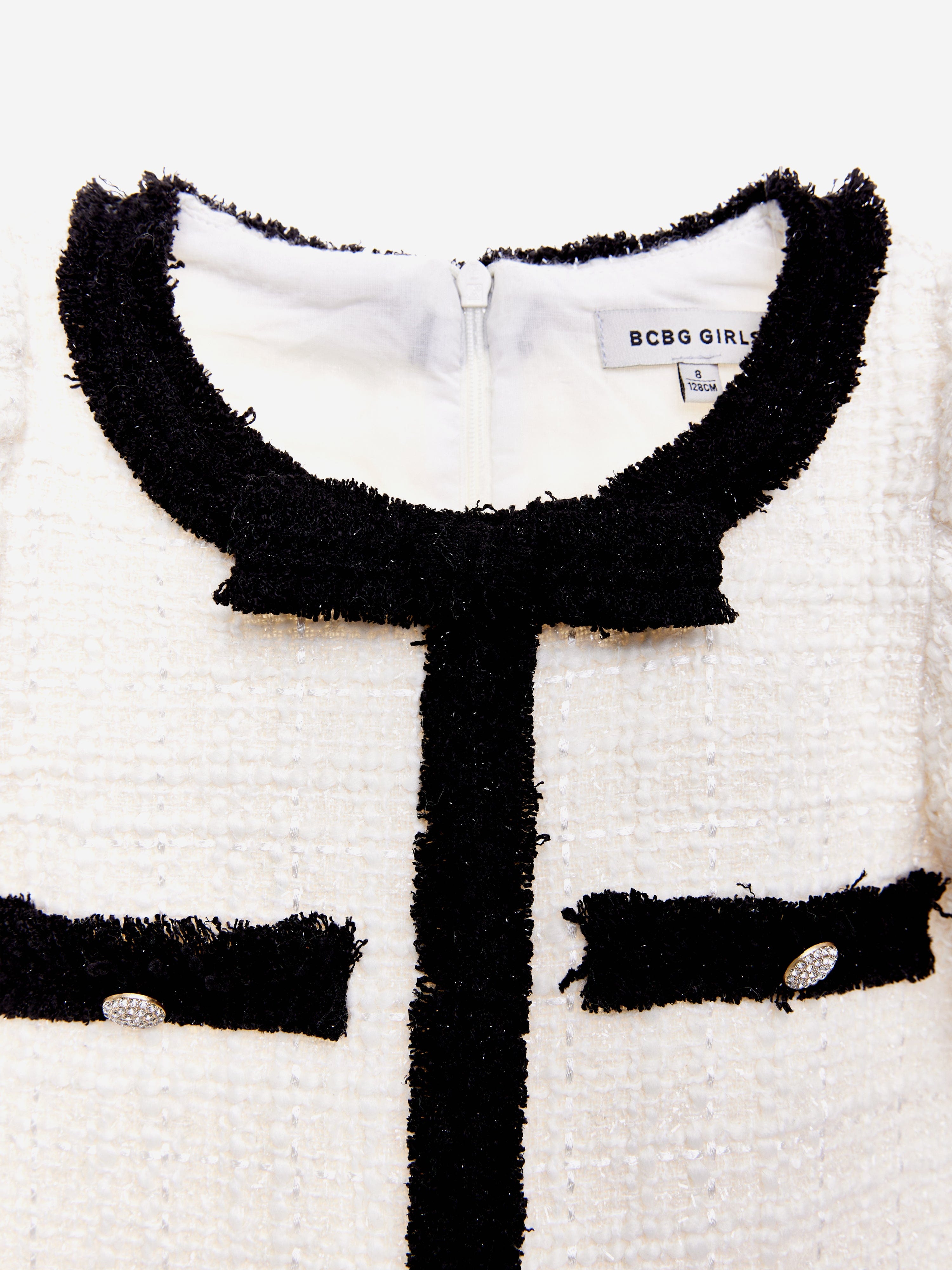 BCBG Girls Ivory Tweed Dress - Elegant and Stylish Outfit for School, Parties, and Special Occasions