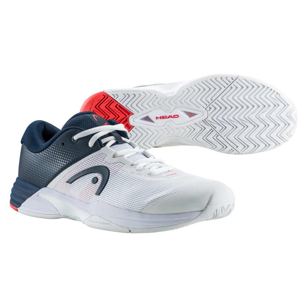 Head Revolt Evo 2.0 Men's Tennis Shoes - Lightweight Performance Court Shoes for Men in White/Navy - Perfect for Competitive Play & Casual Wear