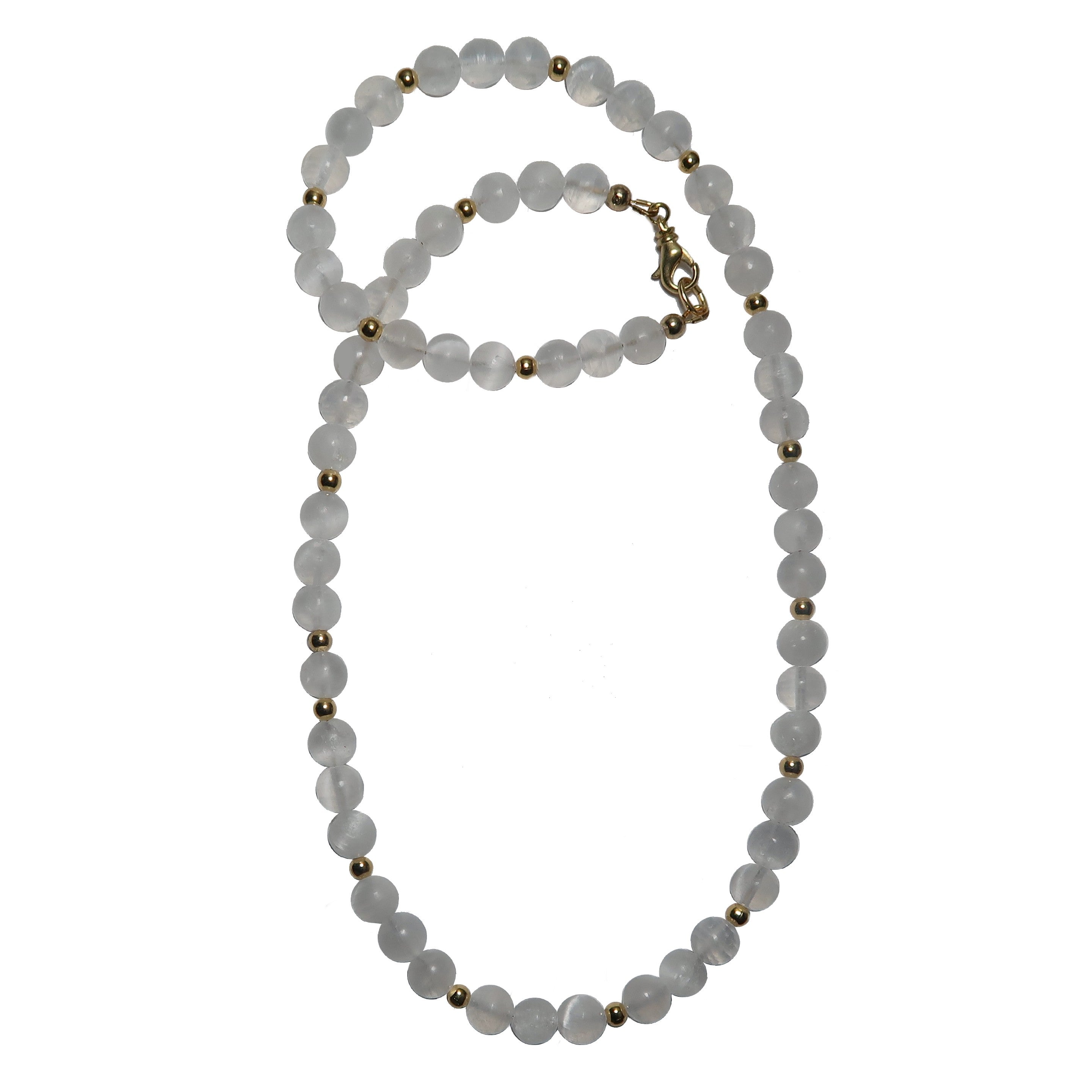 Selenite Healing Crystal Necklace - Modern Elegant Beaded Gold Accent for Women | Spiritual Protection, Meditation & Yoga Jewelry
