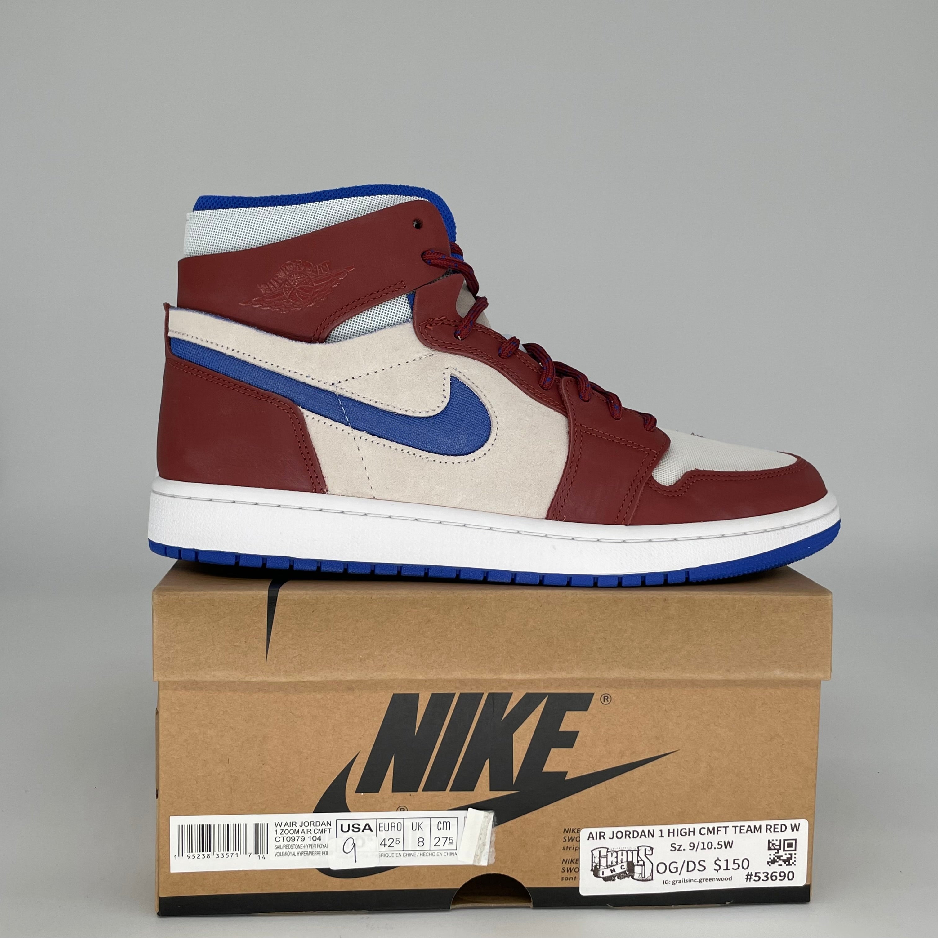 AIR JORDAN 1 HIGH CMFT TEAM RED Women's Sneakers Size 9/10.5W (CT0979-104) - Comfortable Basketball Shoes for Women, Perfect for Sports, Gym & Casual Wear